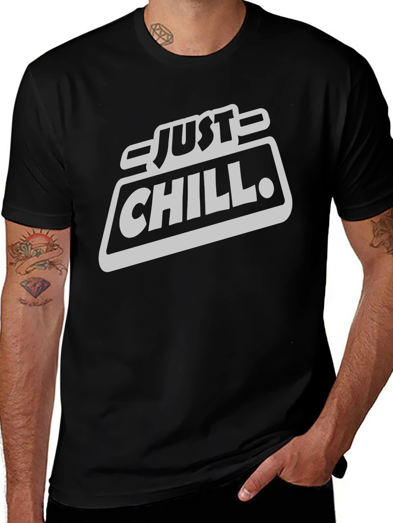 Variant 16 of Just Chill Black Graphic T-Shirt - Casual Wear