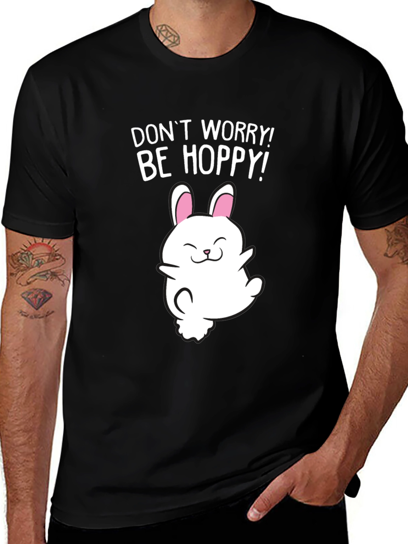 Variant 16 of Don't Worry Be Hoppy! Easter Bunny Graphic Tee