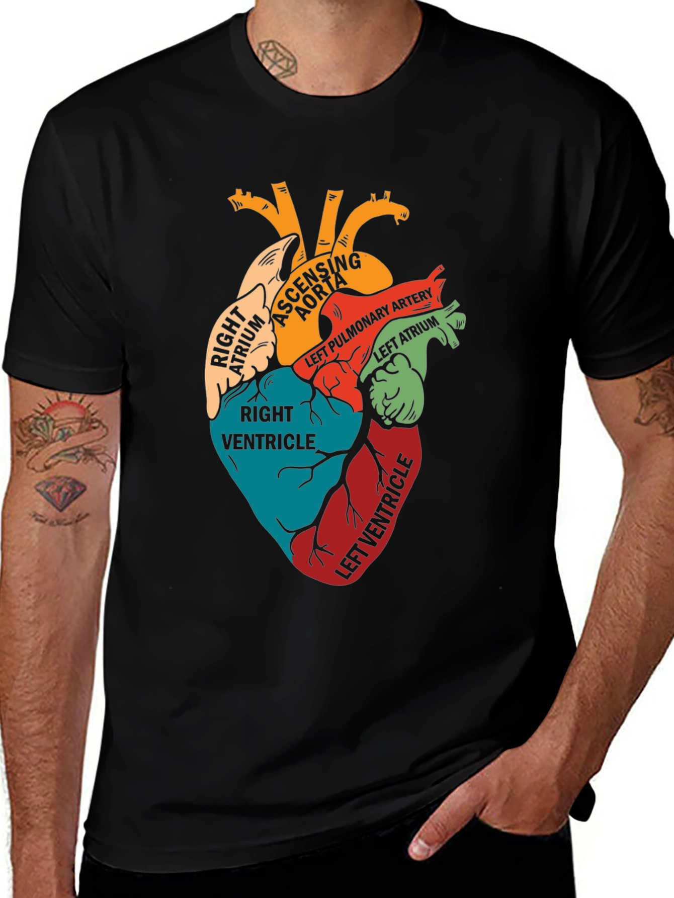 Variant 13 of Anatomical Heart T-Shirt - Colorful Human Heart Anatomy Tee
