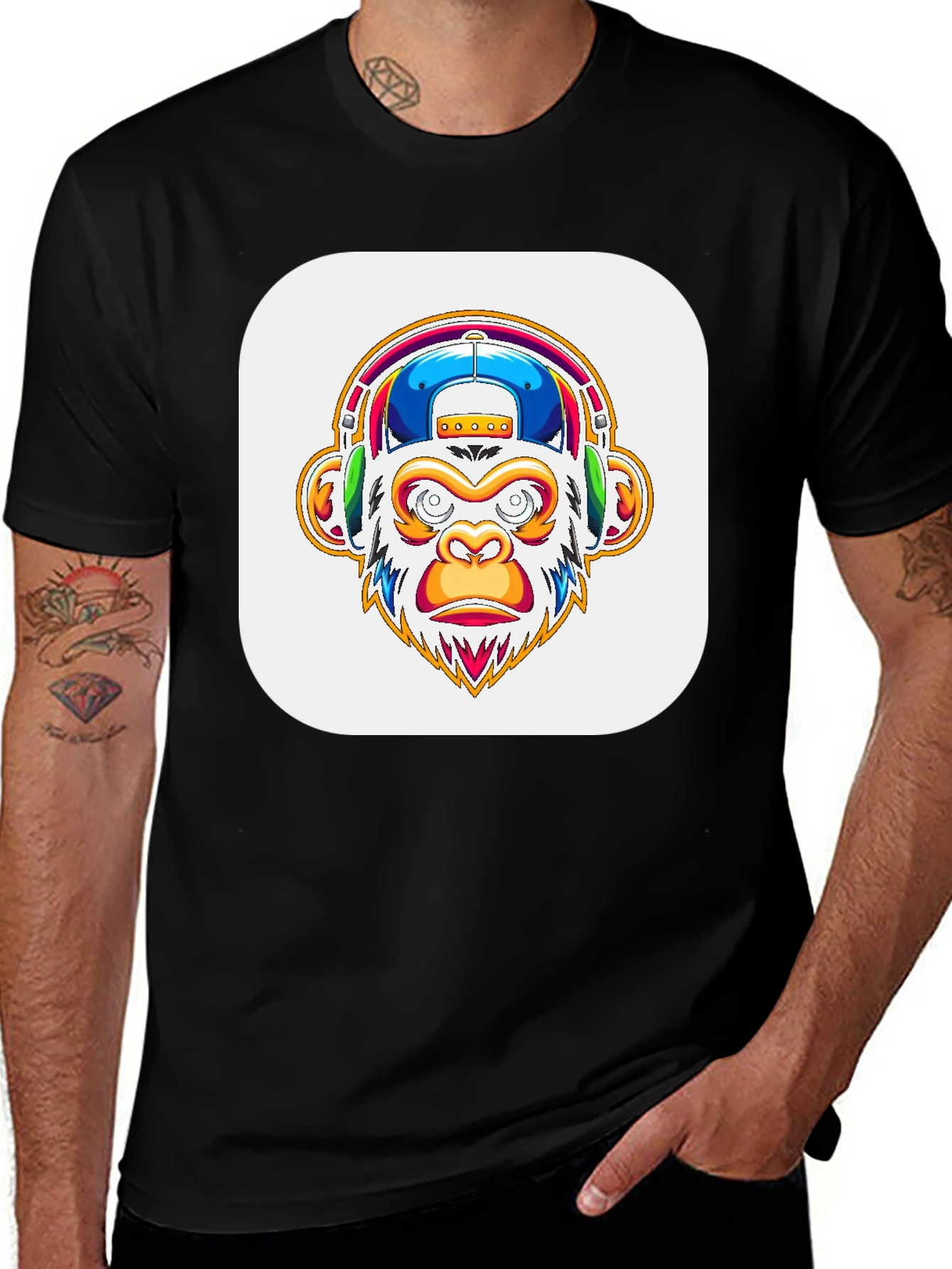 Funky Monkey Graphic Tee - Cool Ape Headphone Design