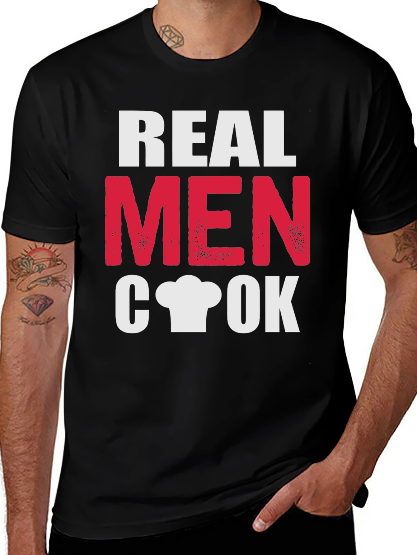 Variant 17 of Real Men Cook T-Shirt - Chef's Hat Graphic