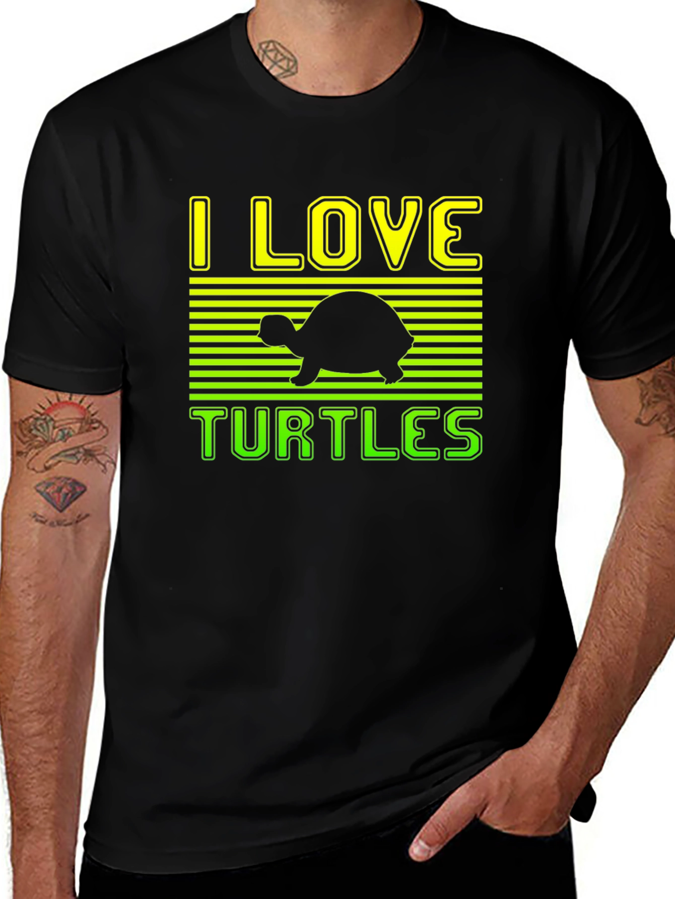 Variant 9 of I Love Turtles Graphic Tee - Soft Cotton Blend