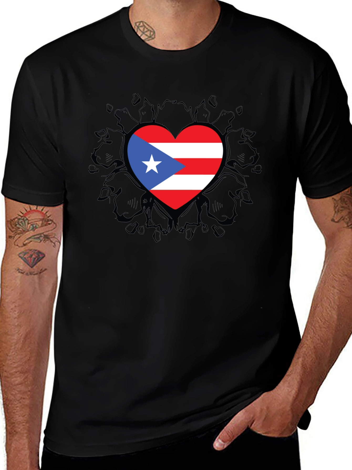 Puerto Rico Flag Heart T-Shirt