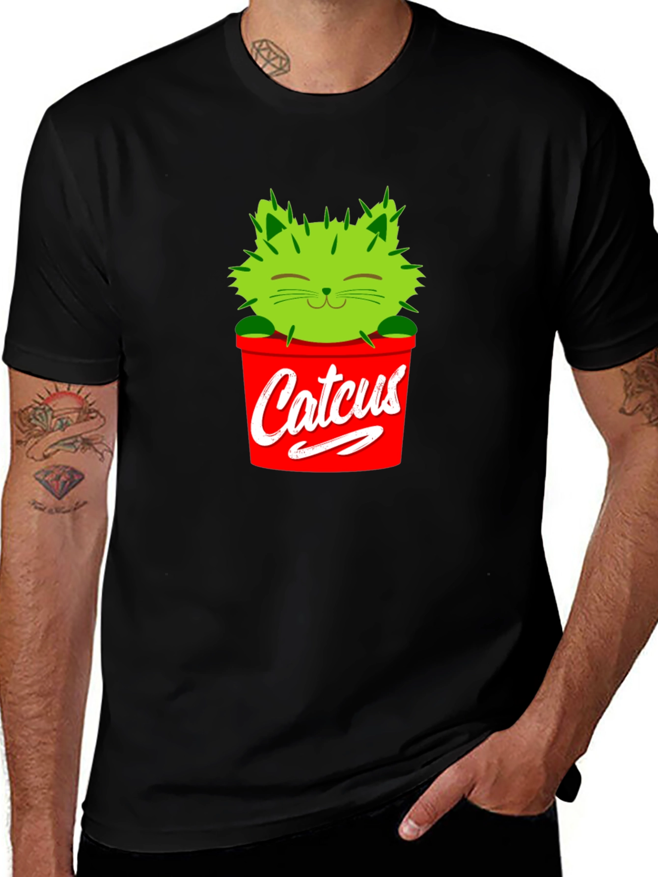 Variant 5 of Catcus T-Shirt - Quirky Cat in Cactus Pot Design