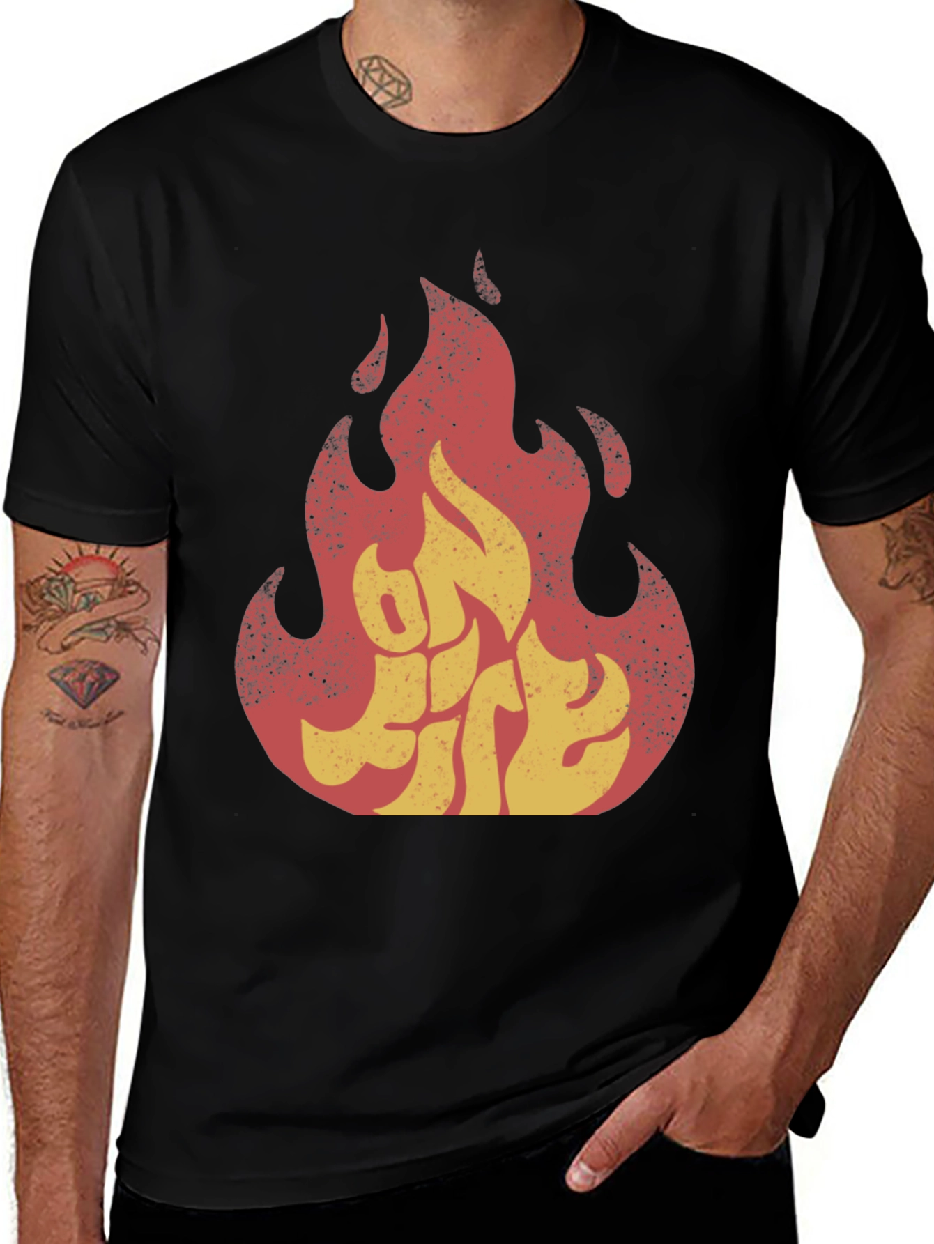 Variant 10 of Retro 'On Fire' Graphic Tee - Bold Statement Shirt