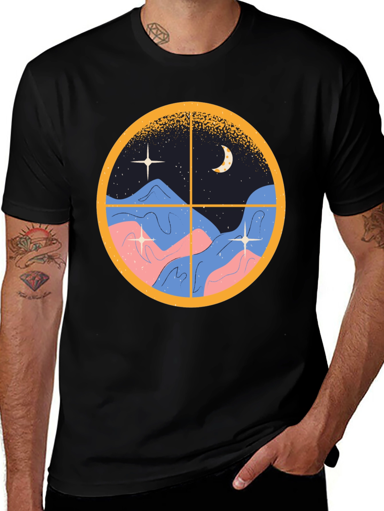 Variant 4 of Night Sky Window Graphic Tee - Modern Unisex T-Shirt