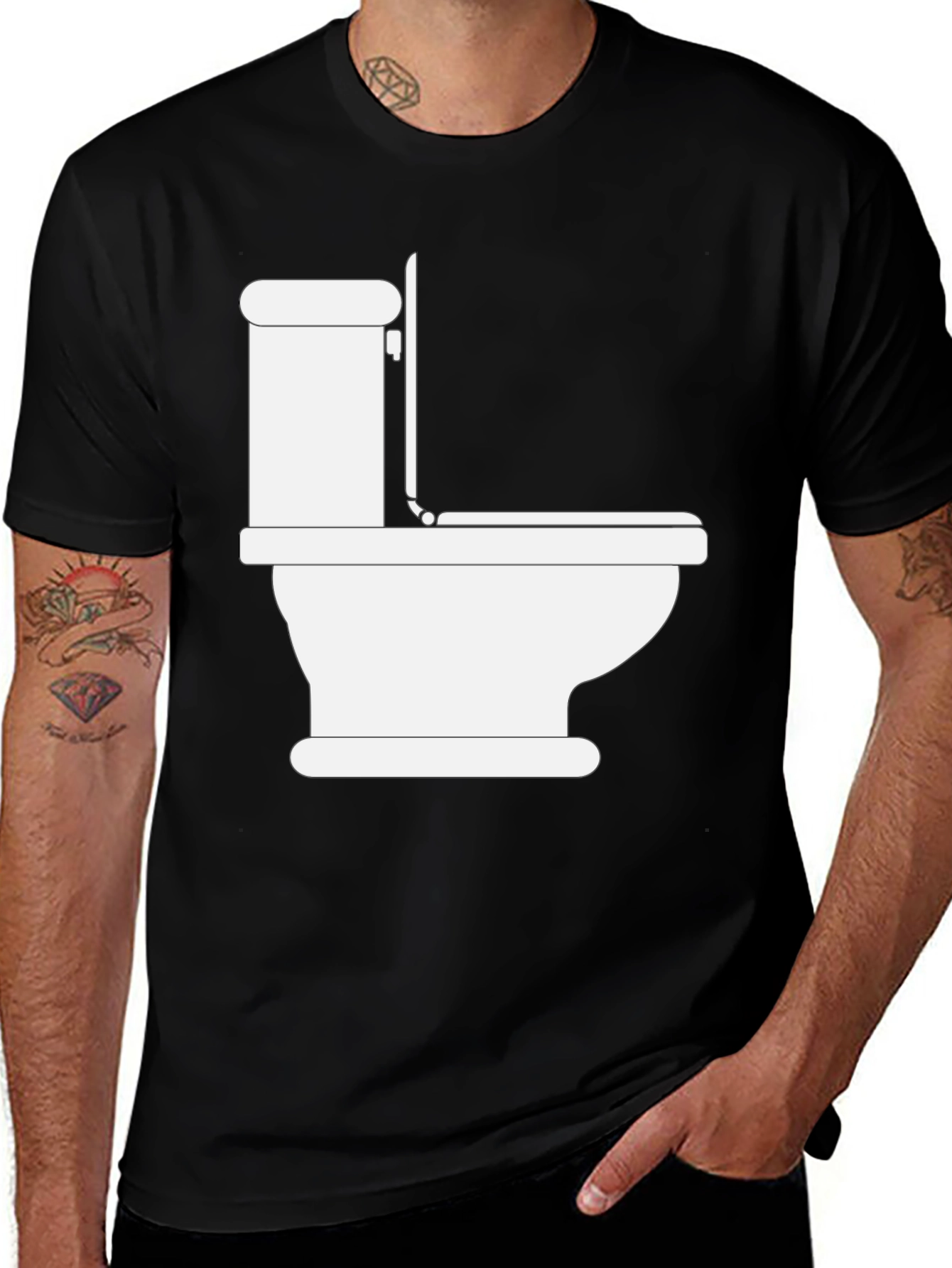 Variant 10 of Toilet Humor Graphic Tee - Black Crew Neck T-Shirt
