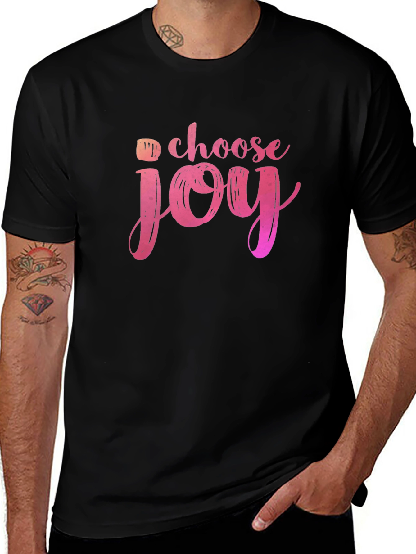 Variant 28 of Choose Joy Graphic Tee - Black Short Sleeve T-Shirt