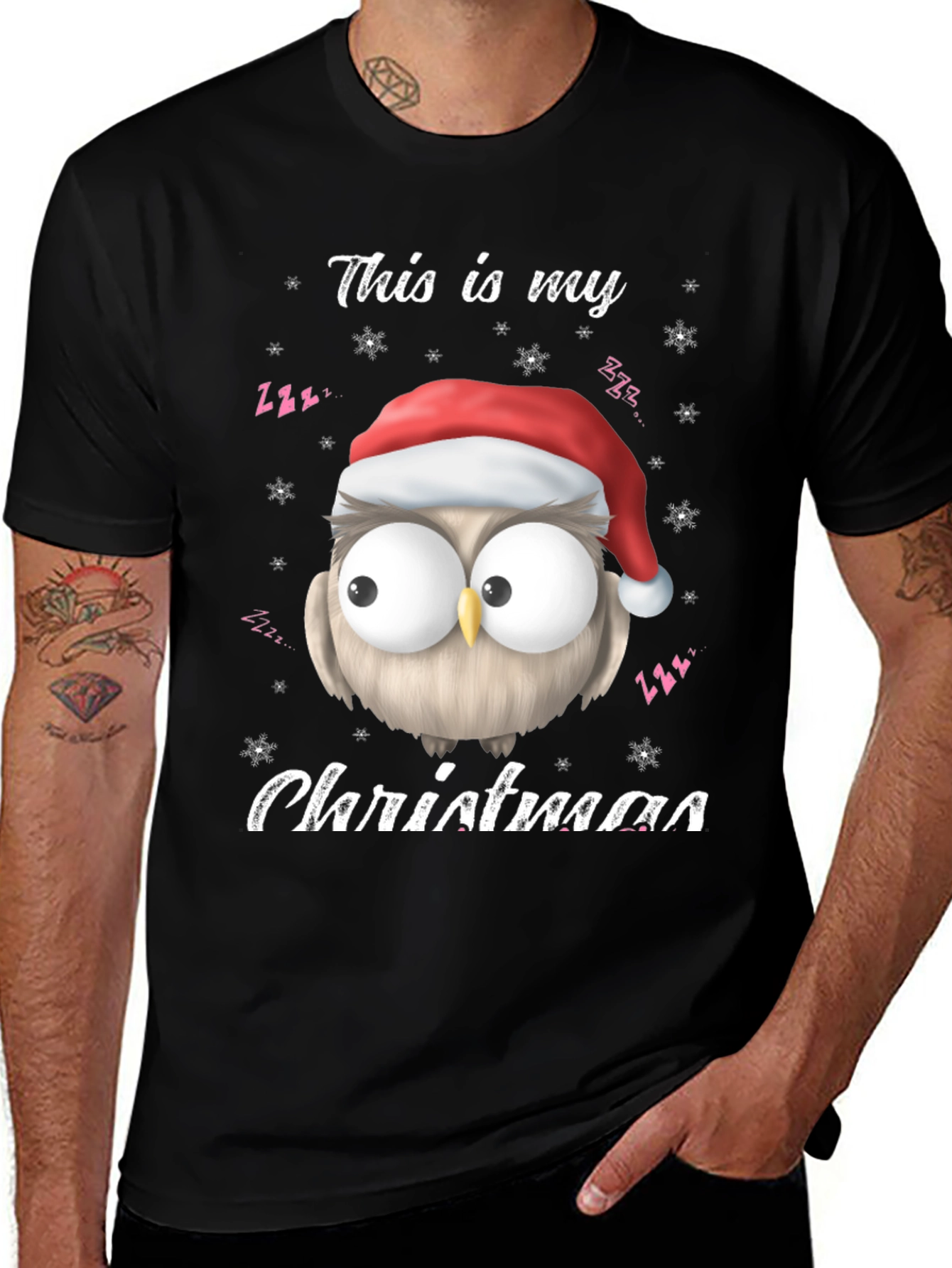 Variant 16 of Christmas Owl T-Shirt - This Is My Christmas Tee