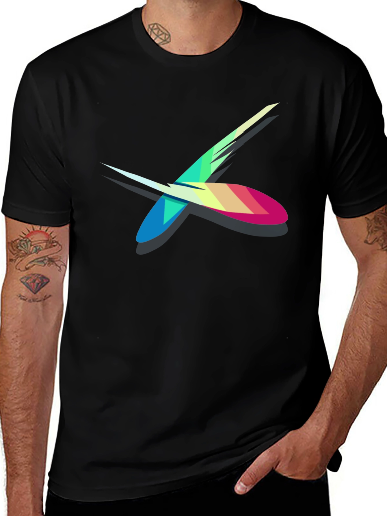 Variant 11 of Abstract Colorful X Graphic Black T-Shirt