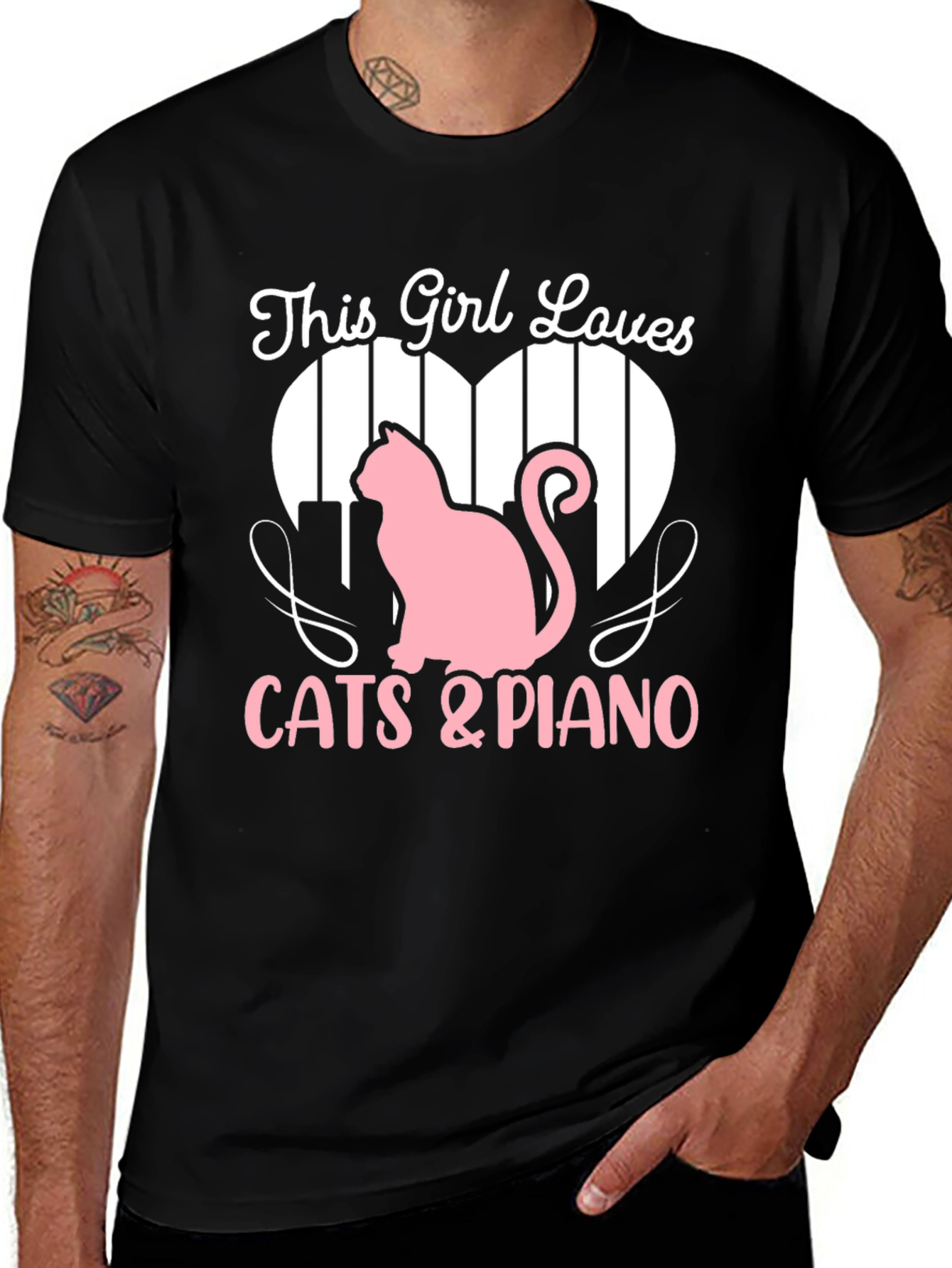 Variant 18 of This Girl Loves Cats & Piano T-Shirt