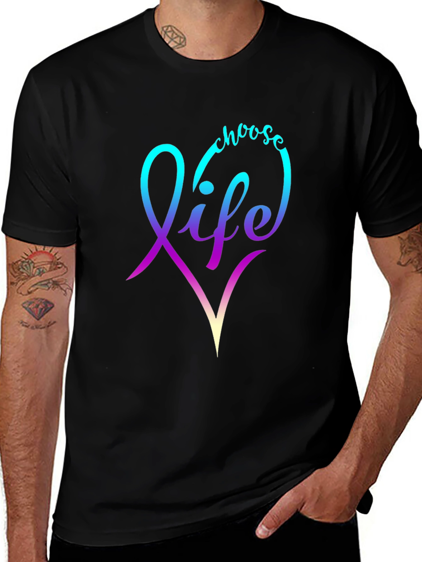 Variant 4 of Choose Life T-Shirt - Gradient Heart Design