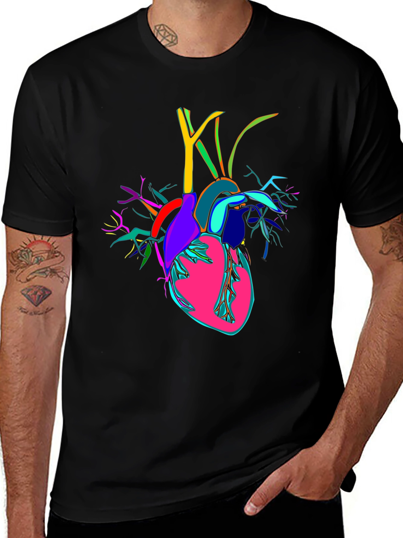 Variant 16 of Colorful Anatomical Heart Graphic T-Shirt