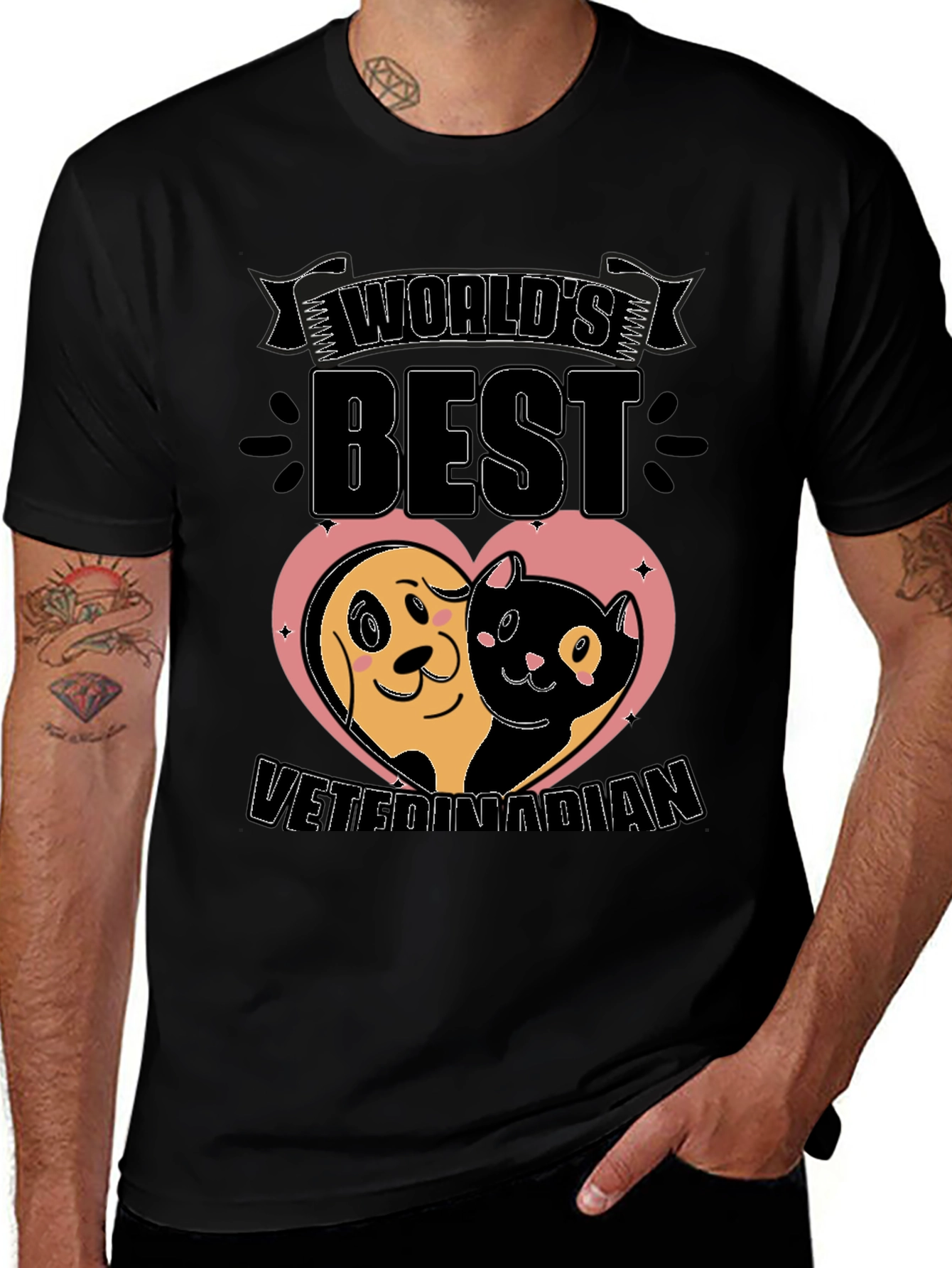 Variant 23 of World's Best Veterinarian T-Shirt - Dog & Cat Heart