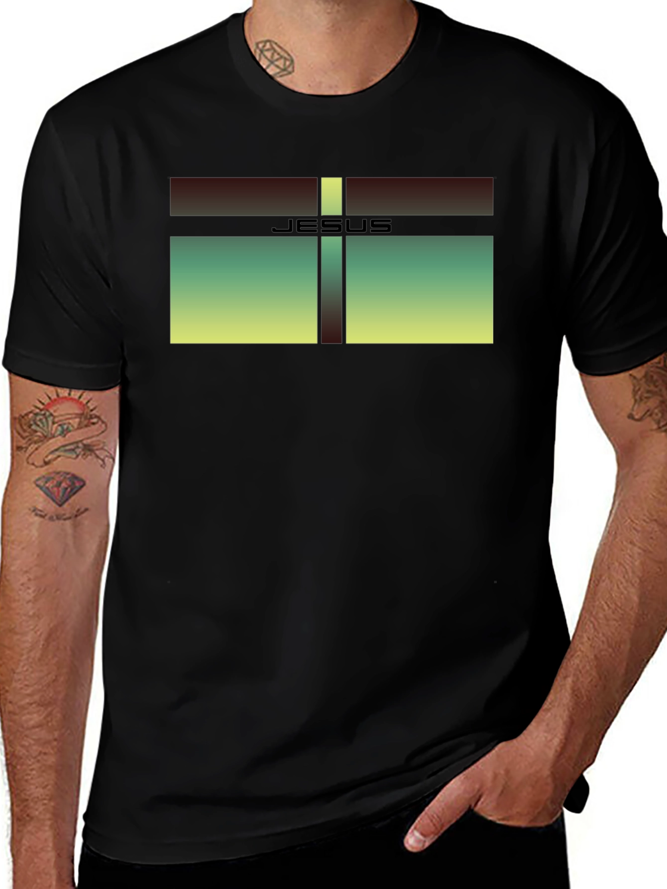 Variant 20 of Jesus Graphic Print Crew Neck T-Shirt