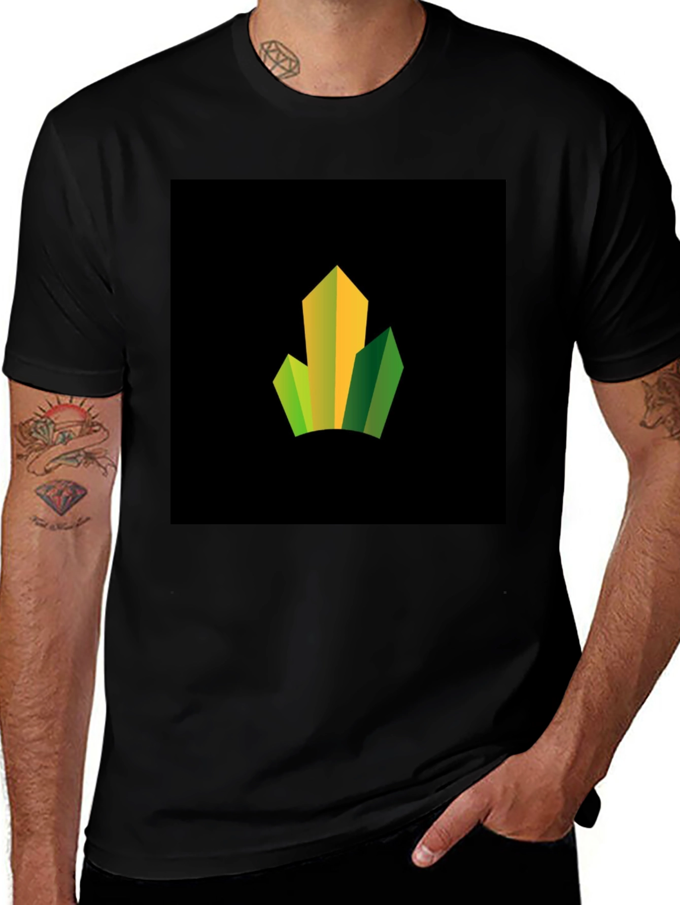 Variant 9 of Modern Geometric Peaks Graphic Black T-Shirt