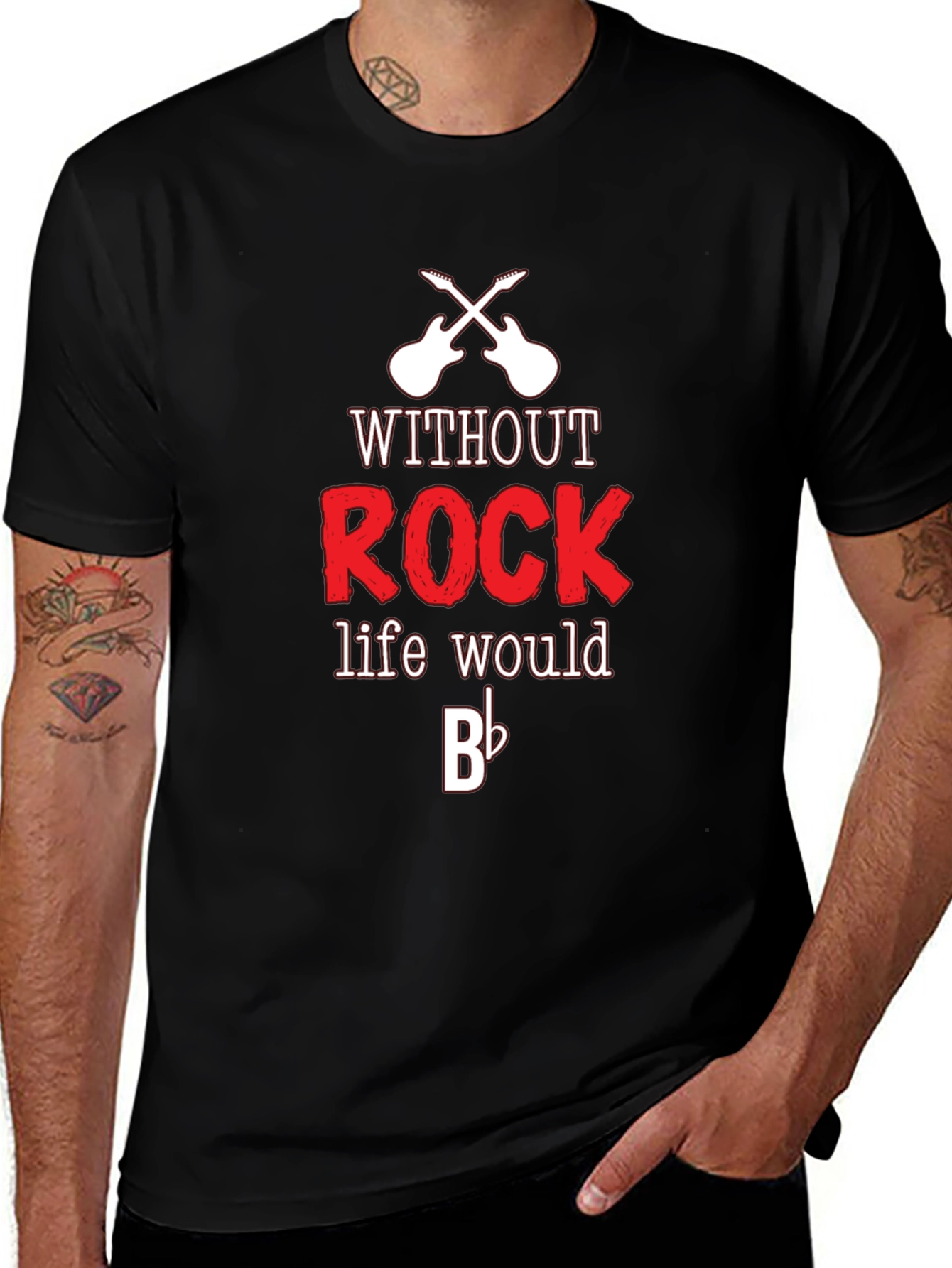Variant 25 of Rock Music T-Shirt - Without Rock, Life Would Be Flat!