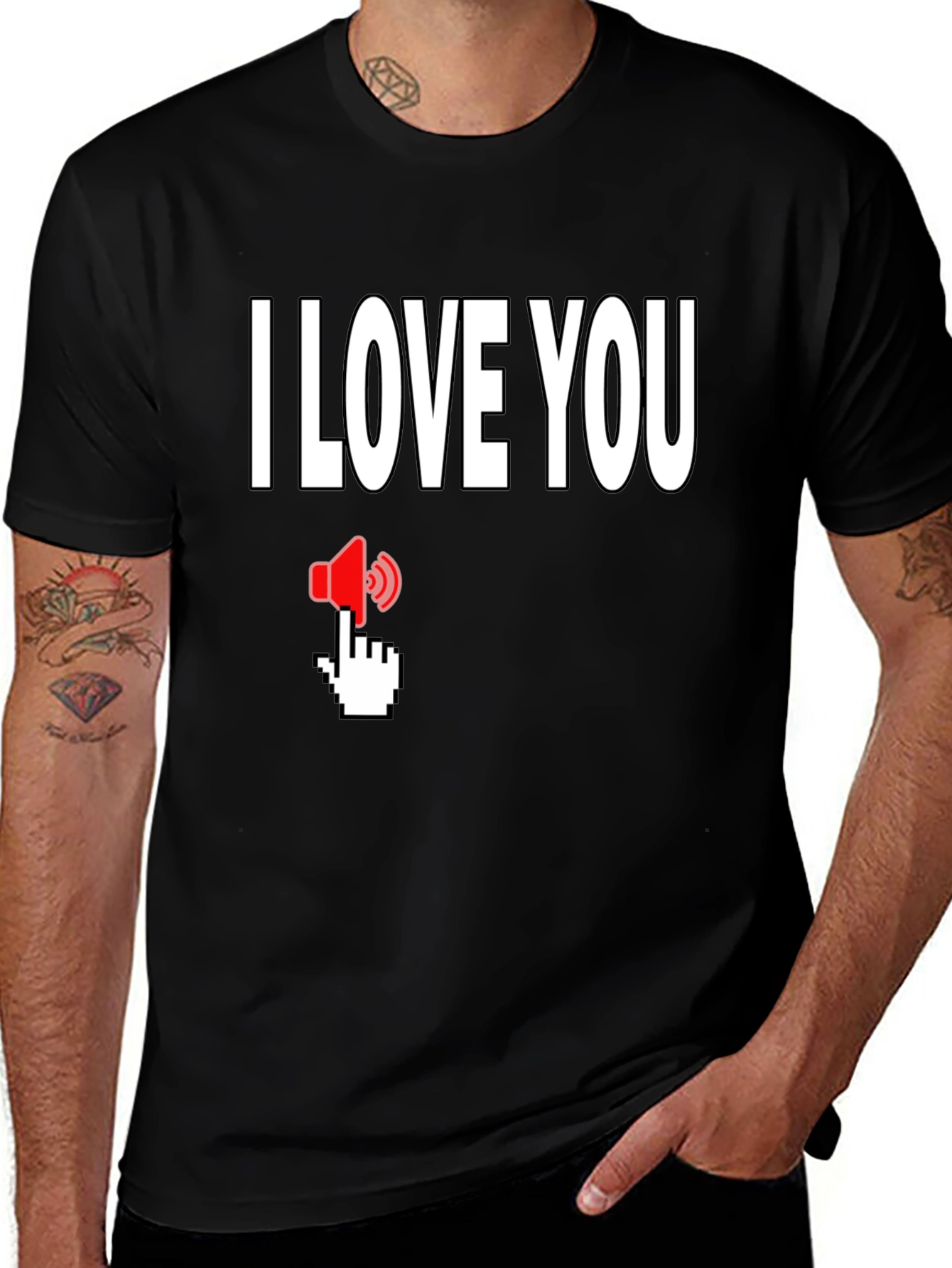 Variant 7 of I Love You Graphic Tee - Black Crew Neck T-Shirt