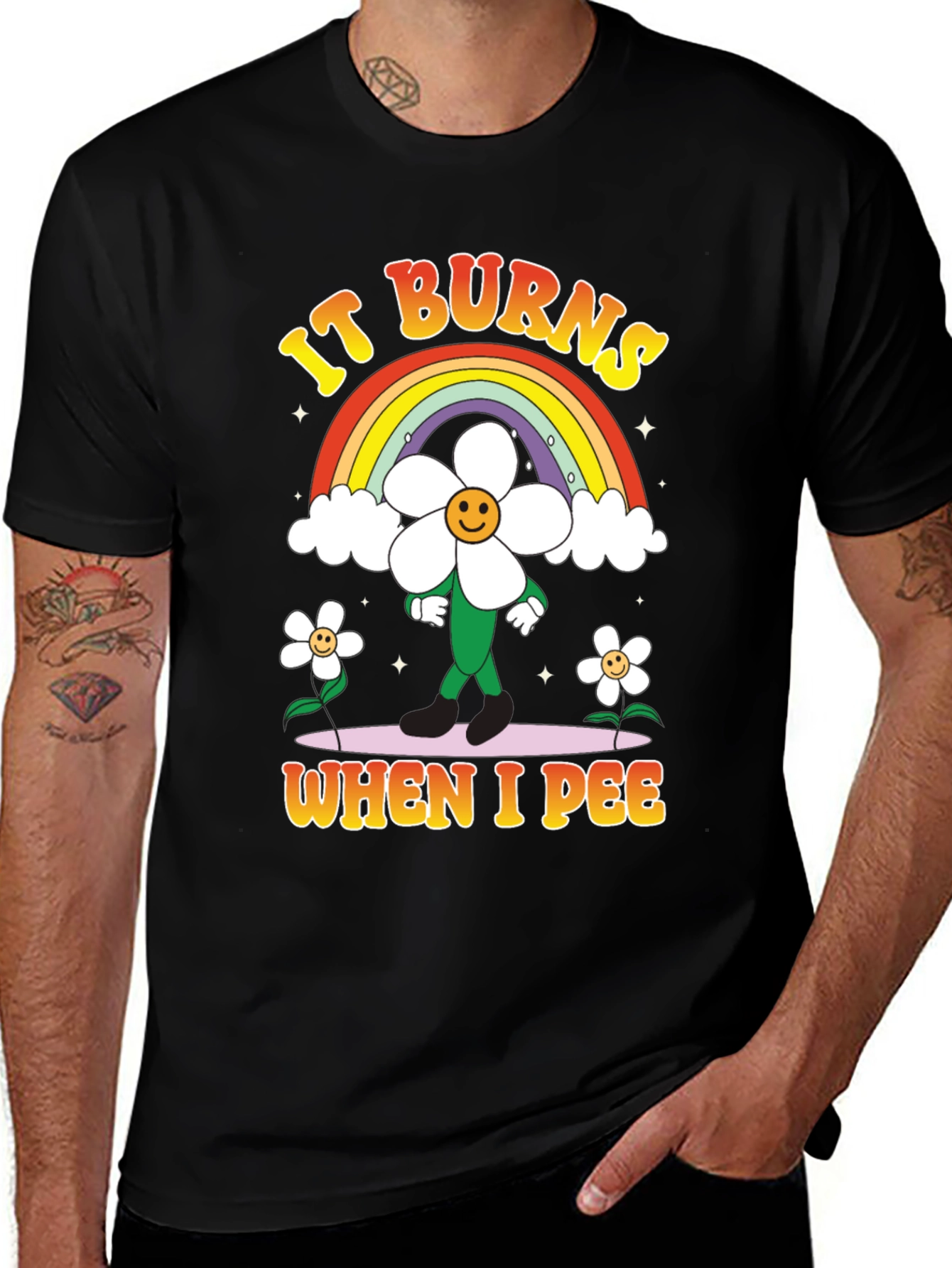 Variant 16 of Funny Graphic T-Shirt - It Burns When I Pee Rainbow