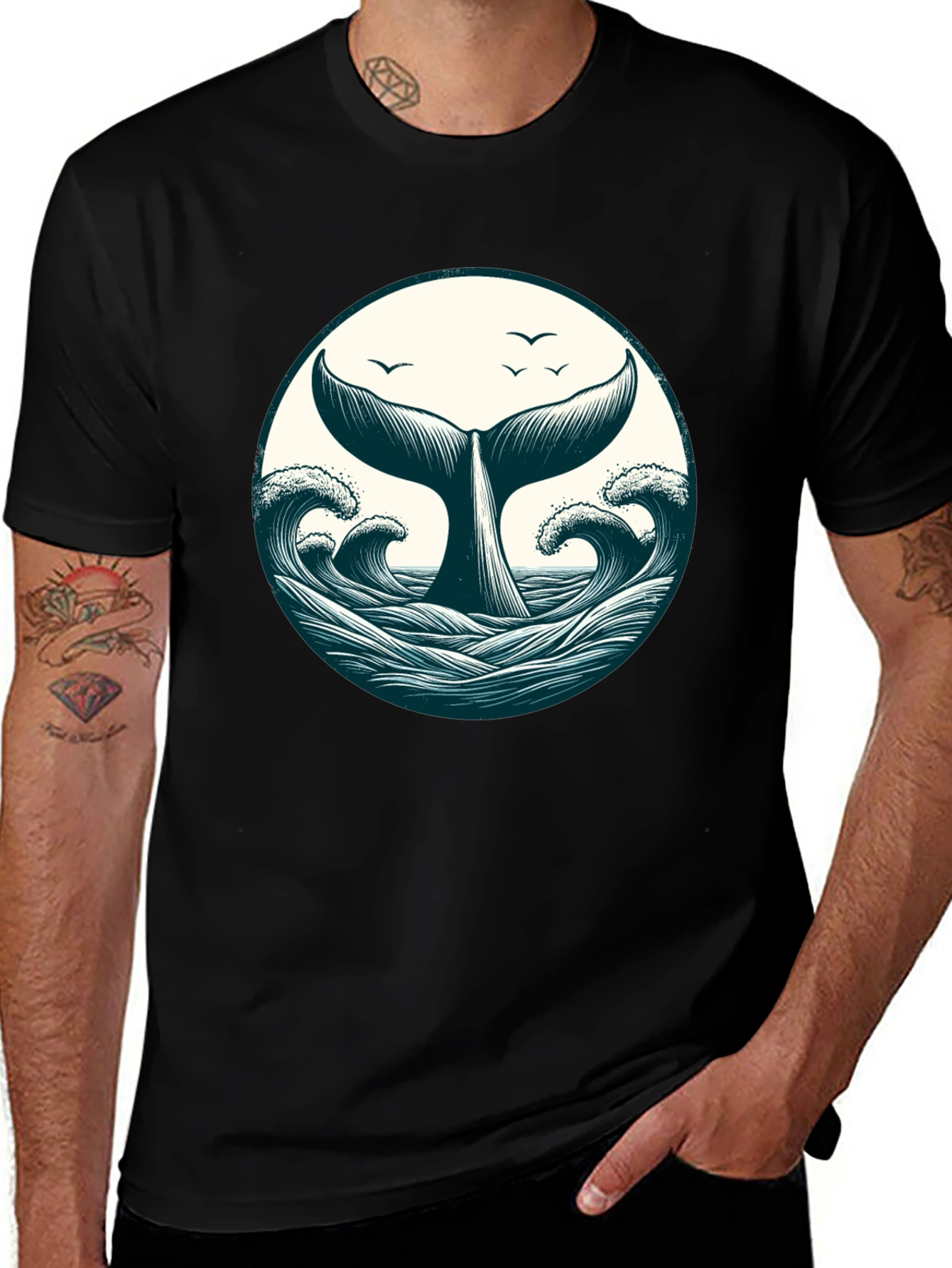 Whale Tail Ocean Waves Graphic Tee