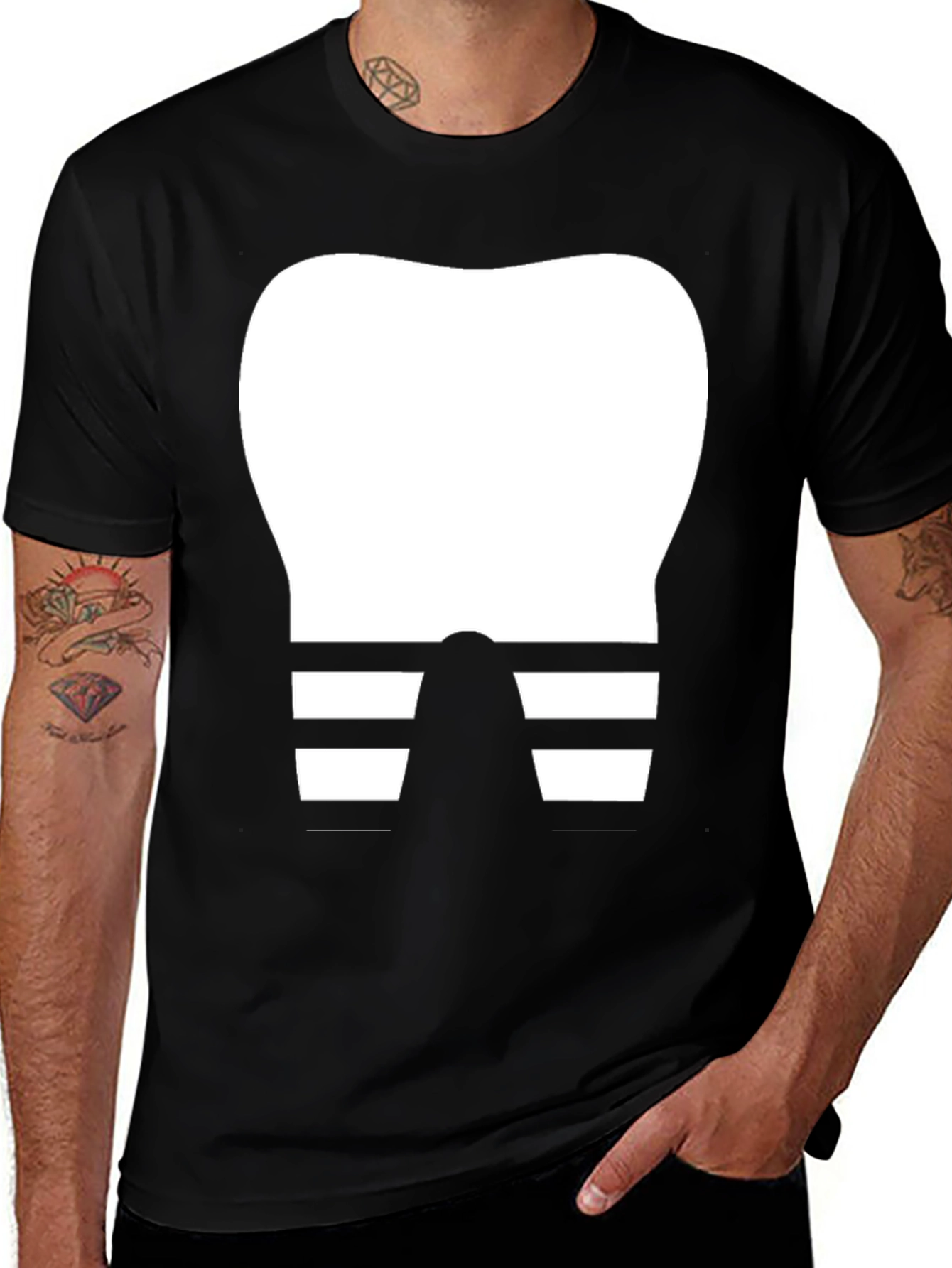 Variant 13 of Funny Dentist Tooth T-Shirt Black Cotton Tee