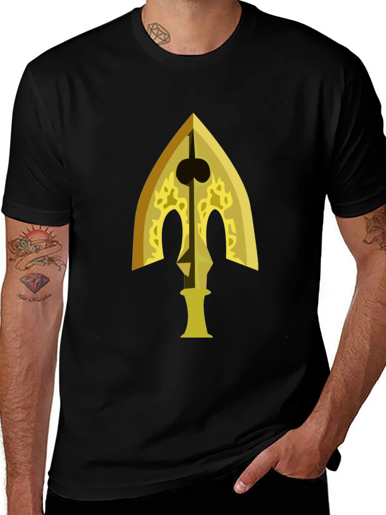 Variant 21 of Gold Arrow Graphic Black T-Shirt