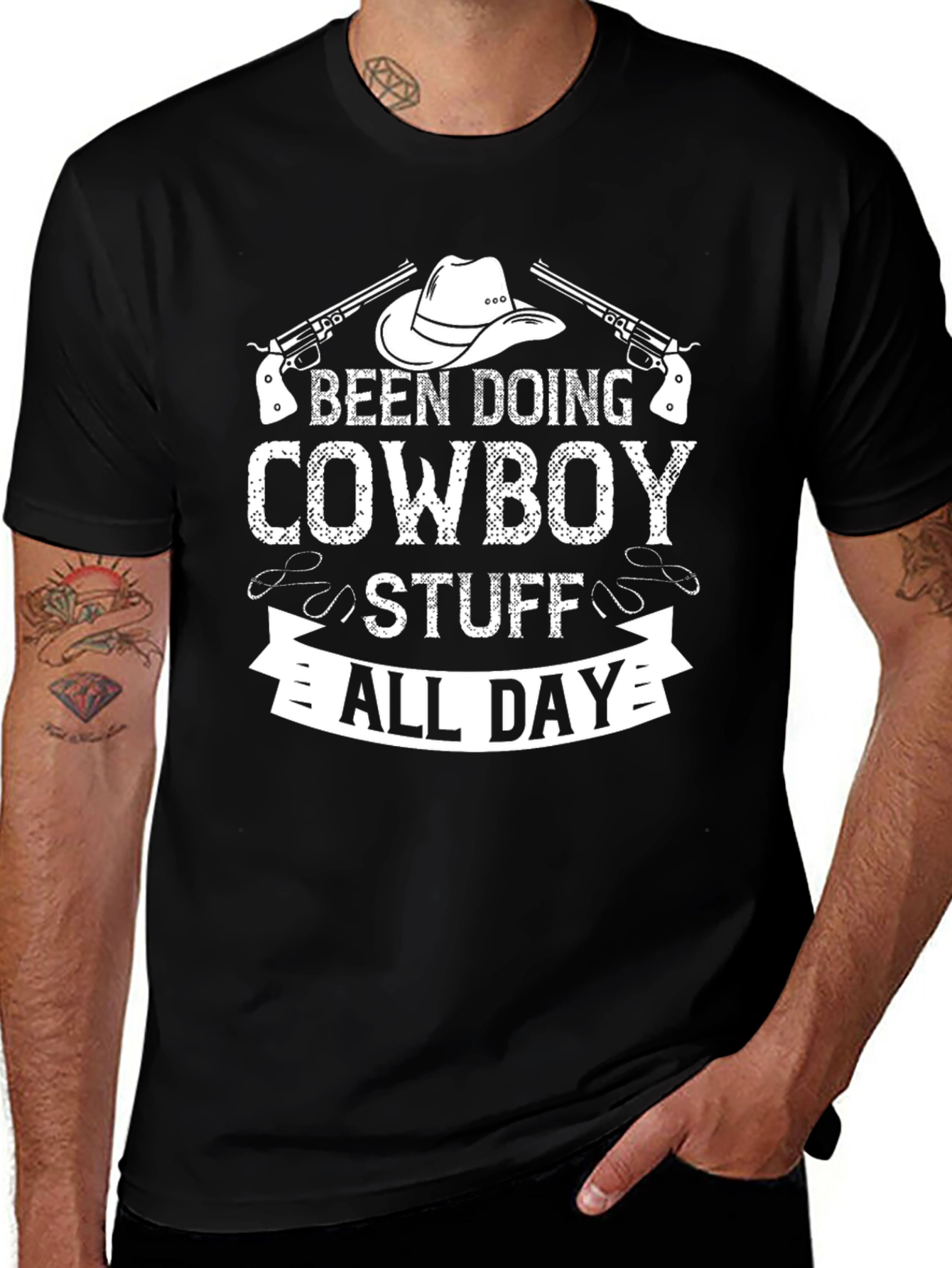 Variant 15 of Cowboy Stuff All Day Black Graphic Tee