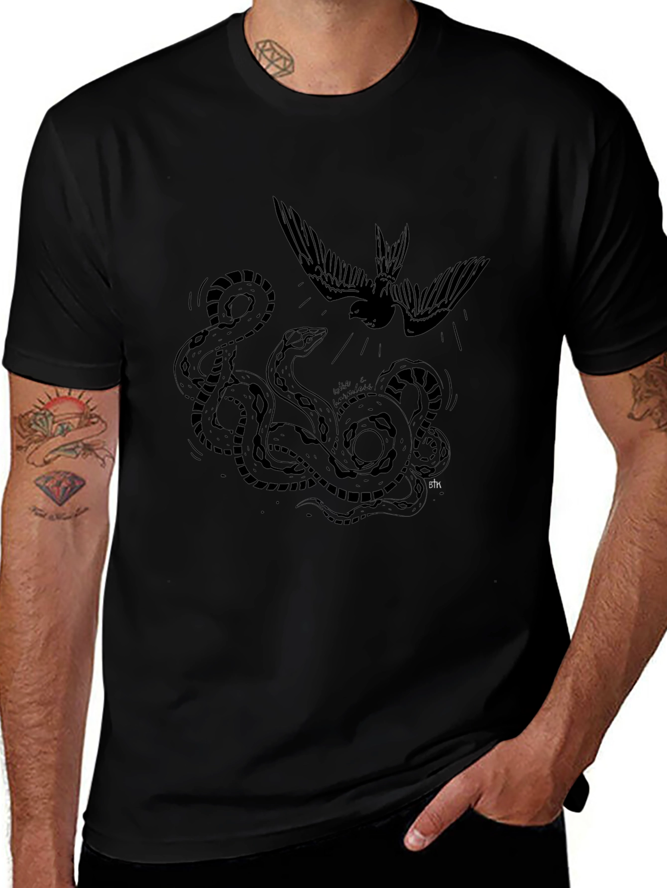 Variant 3 of Black Snake vs Bird Graphic Tee