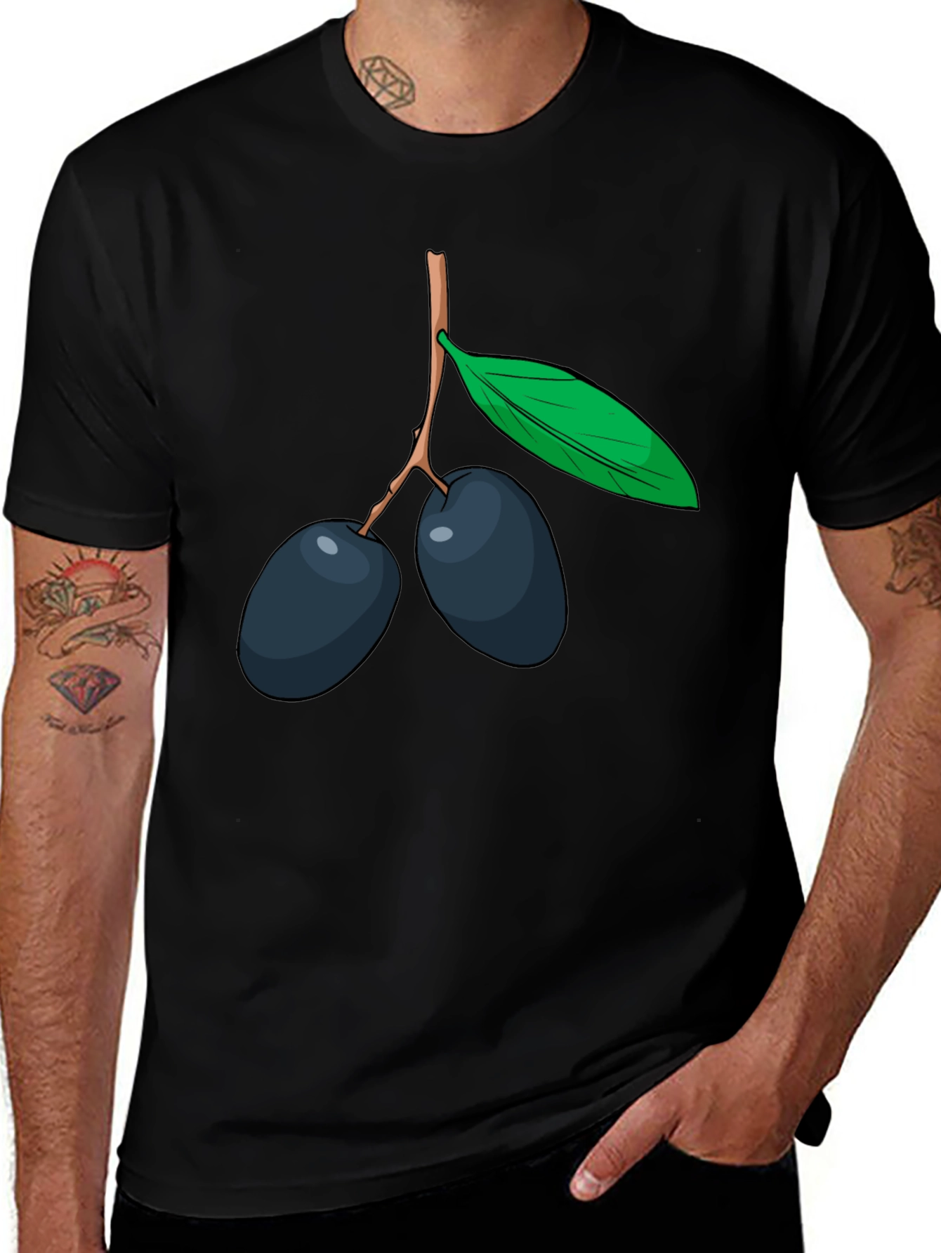 Variant 30 of Olive Branch Graphic T-Shirt - Unisex Black Tee
