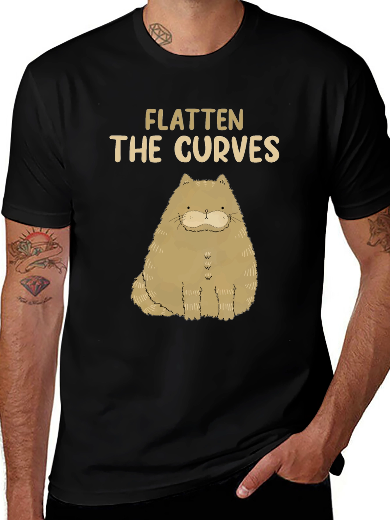 Variant 2 of Flatten the Curves Black Cotton T-Shirt
