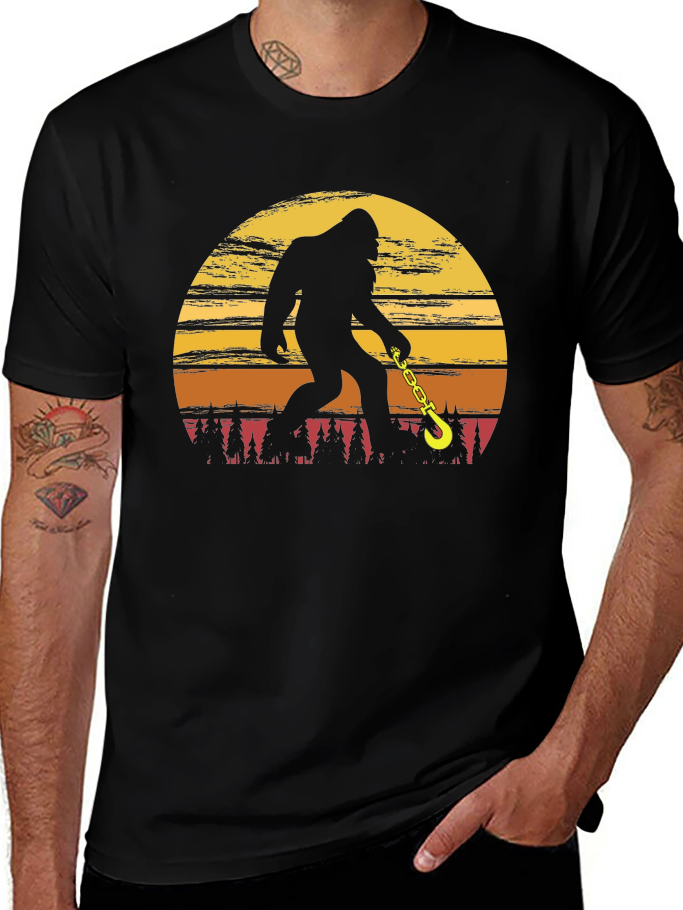Sasquatch Tow Truck Driver T-Shirt Bigfoot Humor Tee