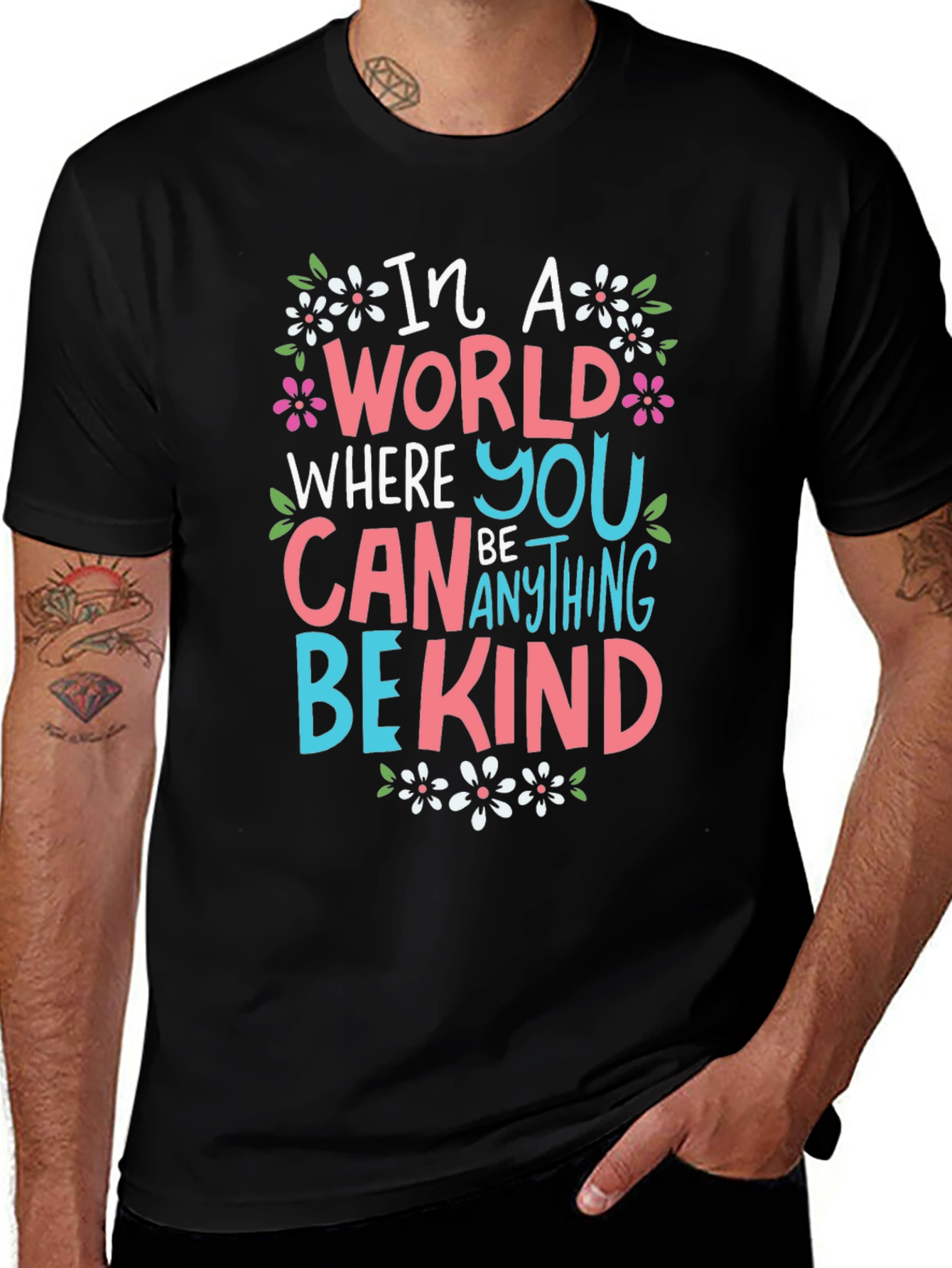 Variant 12 of In A World Be Kind Black Graphic T-Shirt