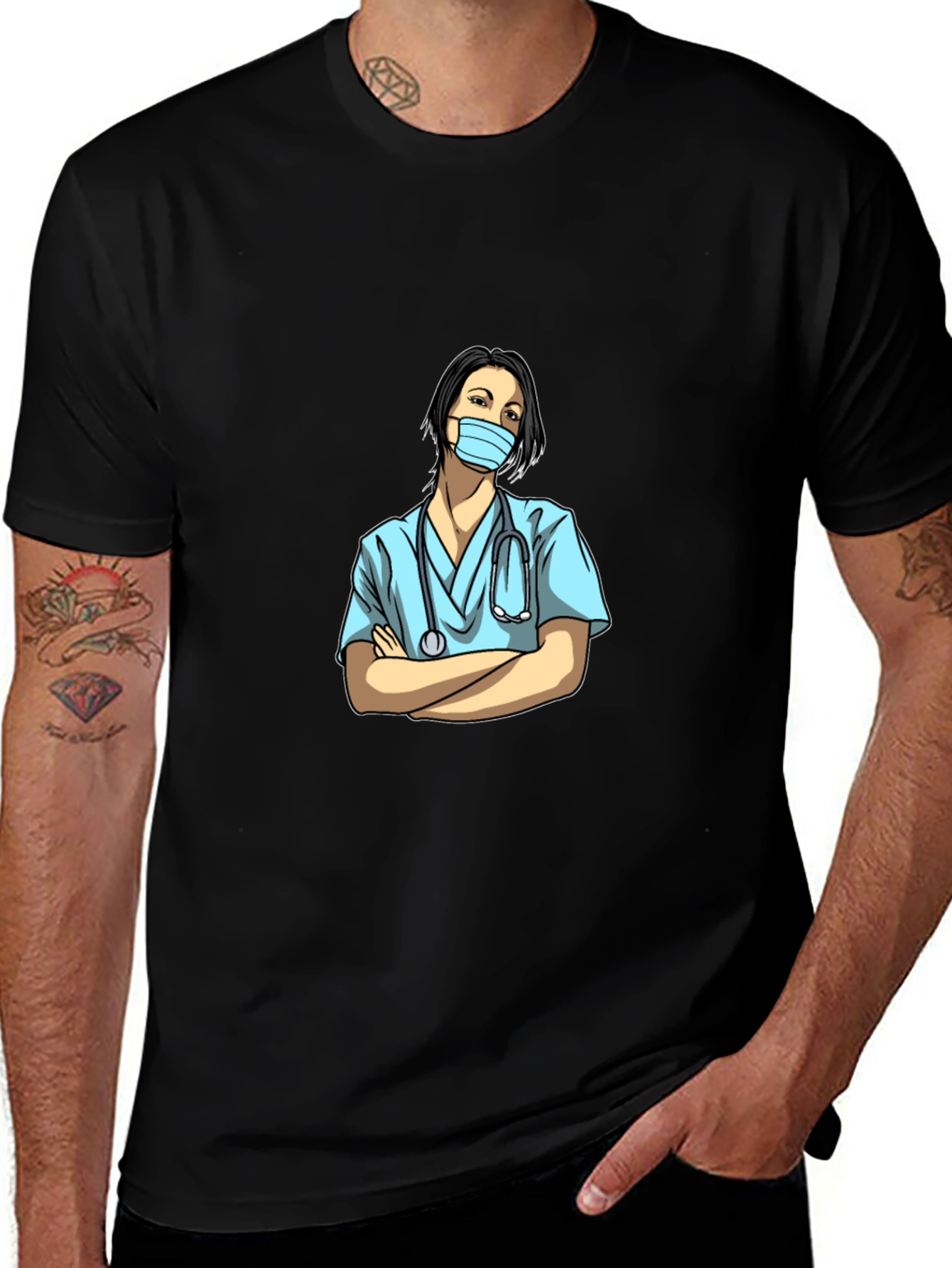 Variant 10 of Nurse Graphic T-Shirt - Unisex Black Tee