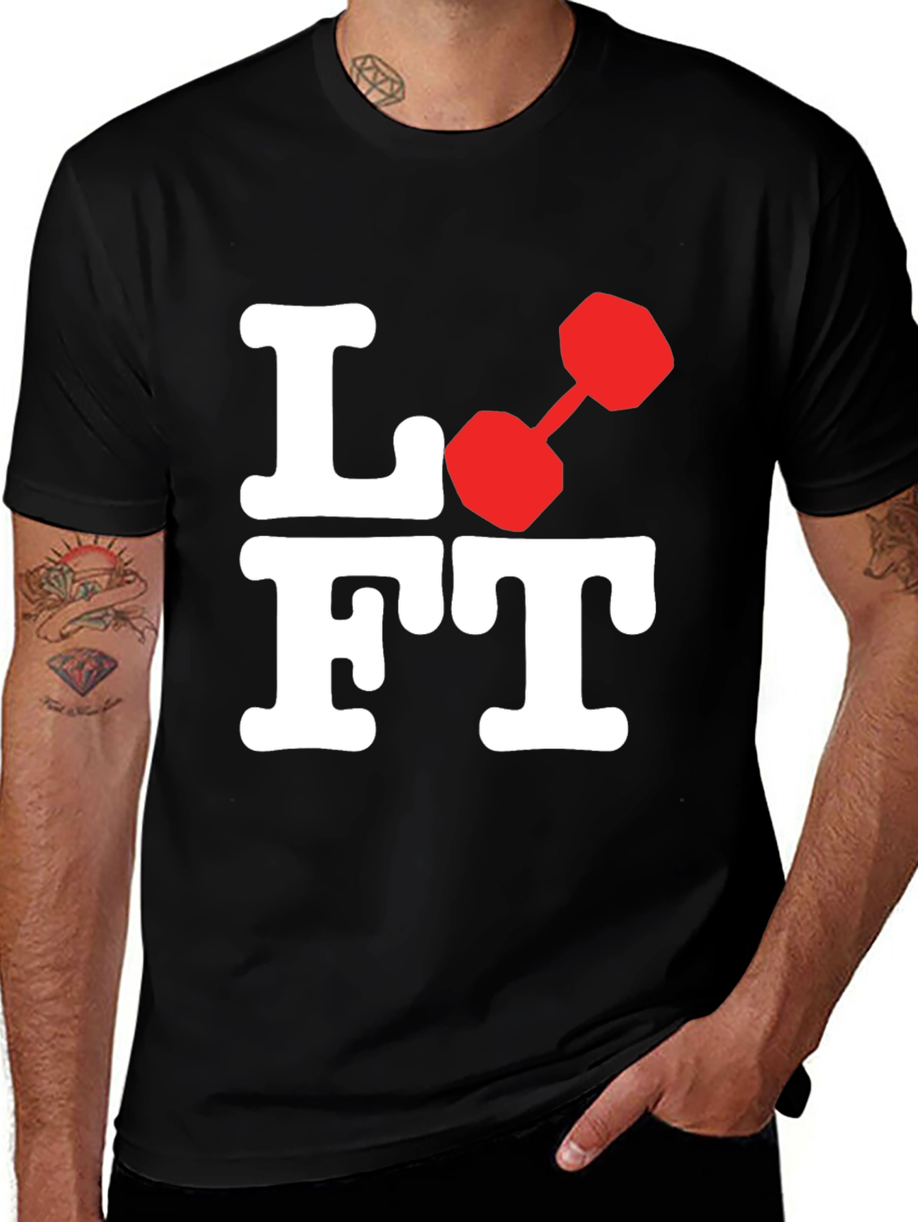 Lift Dumbbell Graphic Tee - Black Cotton