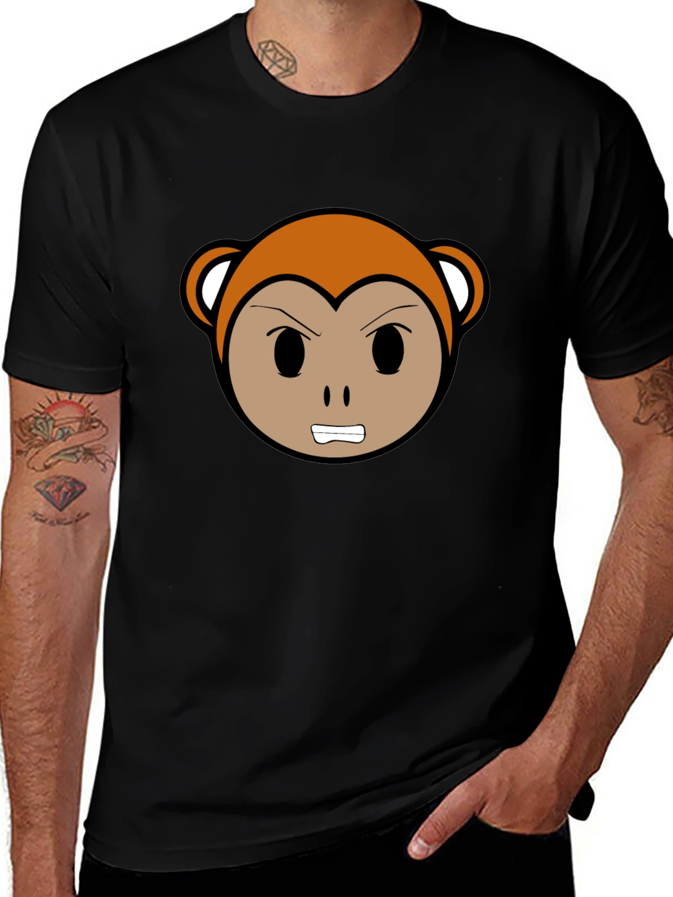 Variant 9 of Angry Monkey Cartoon Black T-Shirt