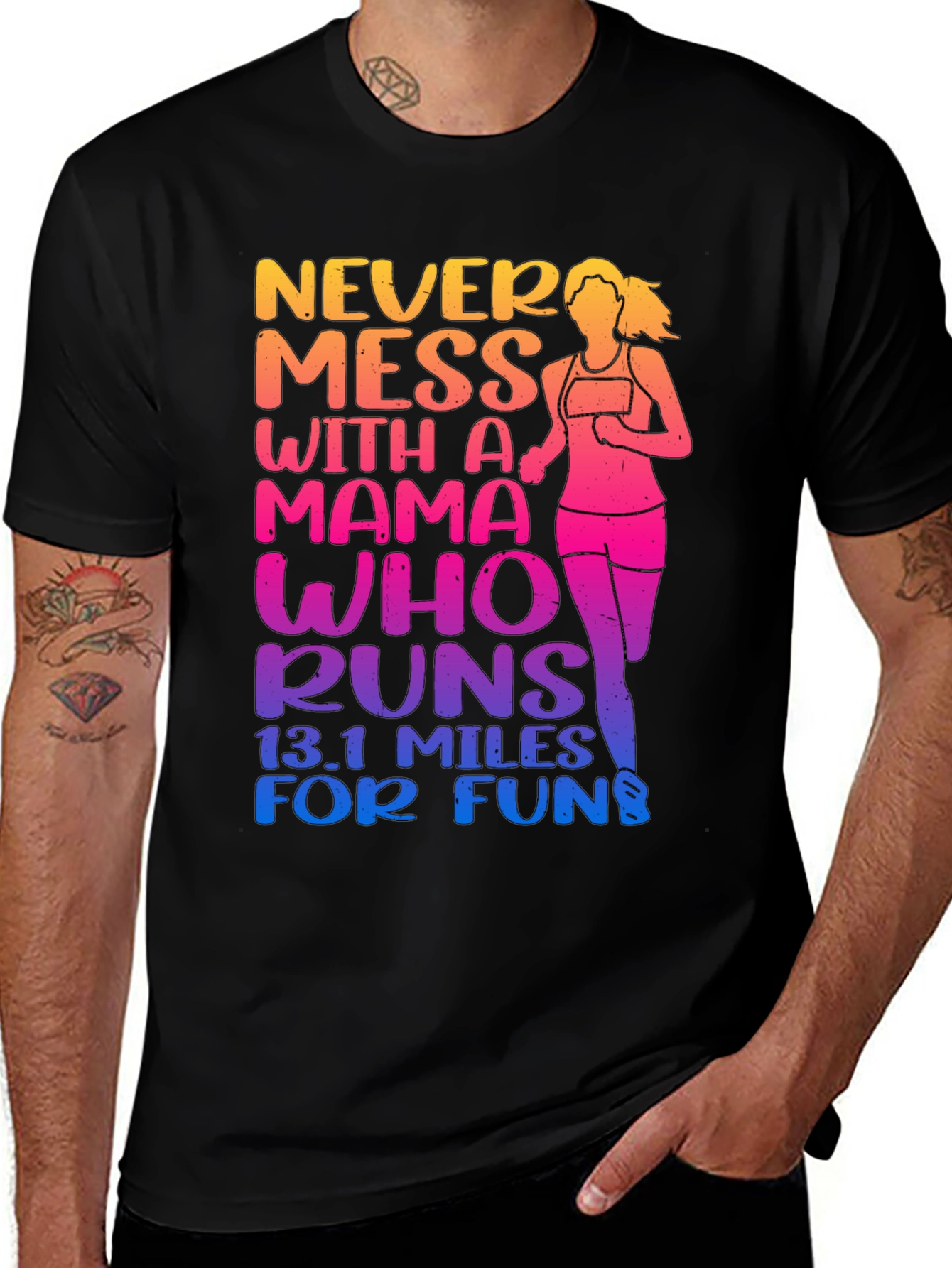 Variant 3 of Mama Who Runs T-Shirt: Never Mess, 13.1 Miles!