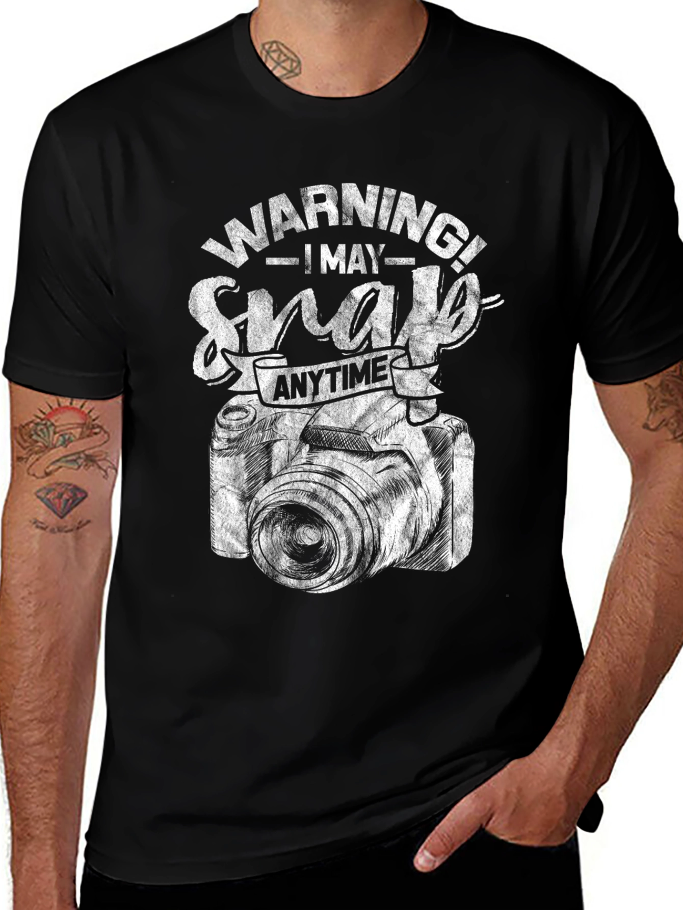 Variant 14 of Warning May Snap Anytime Camera Graphic T-Shirt