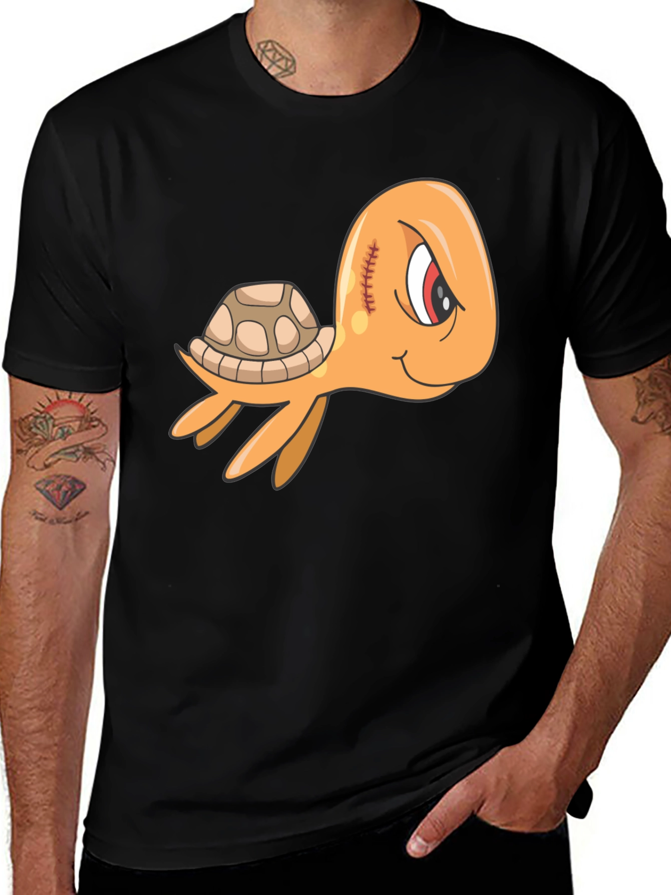 Variant 12 of Cool Turtle Graphic Tee - Mens Black T-Shirt