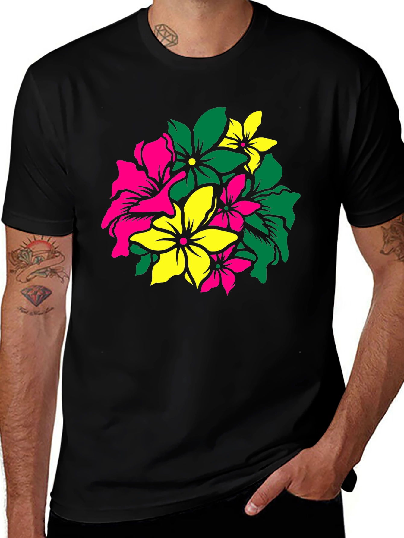 Variant 14 of Floral Graphic Tee - Vivid Flower Design