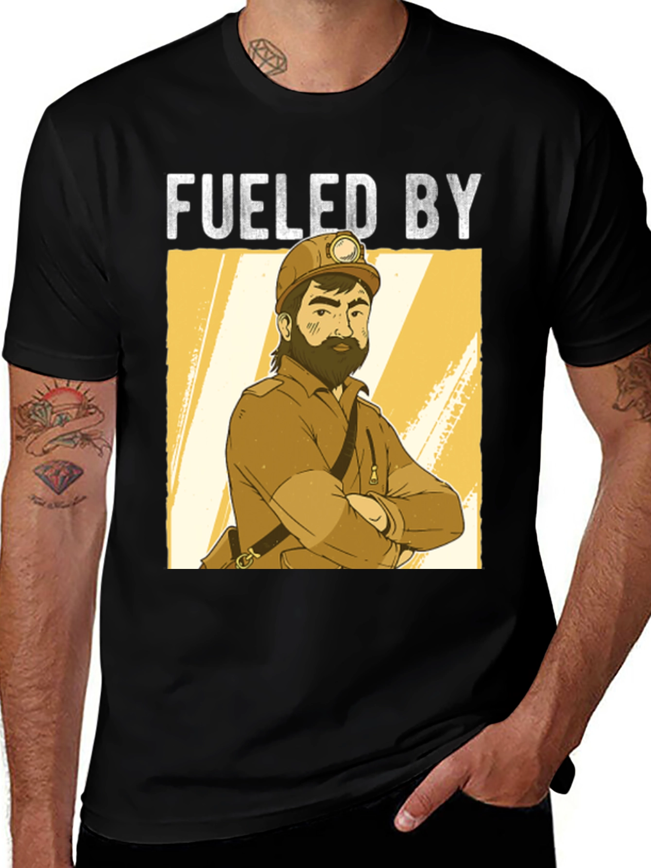 Variant 19 of Fueled By Miner Cartoon Black T-Shirt