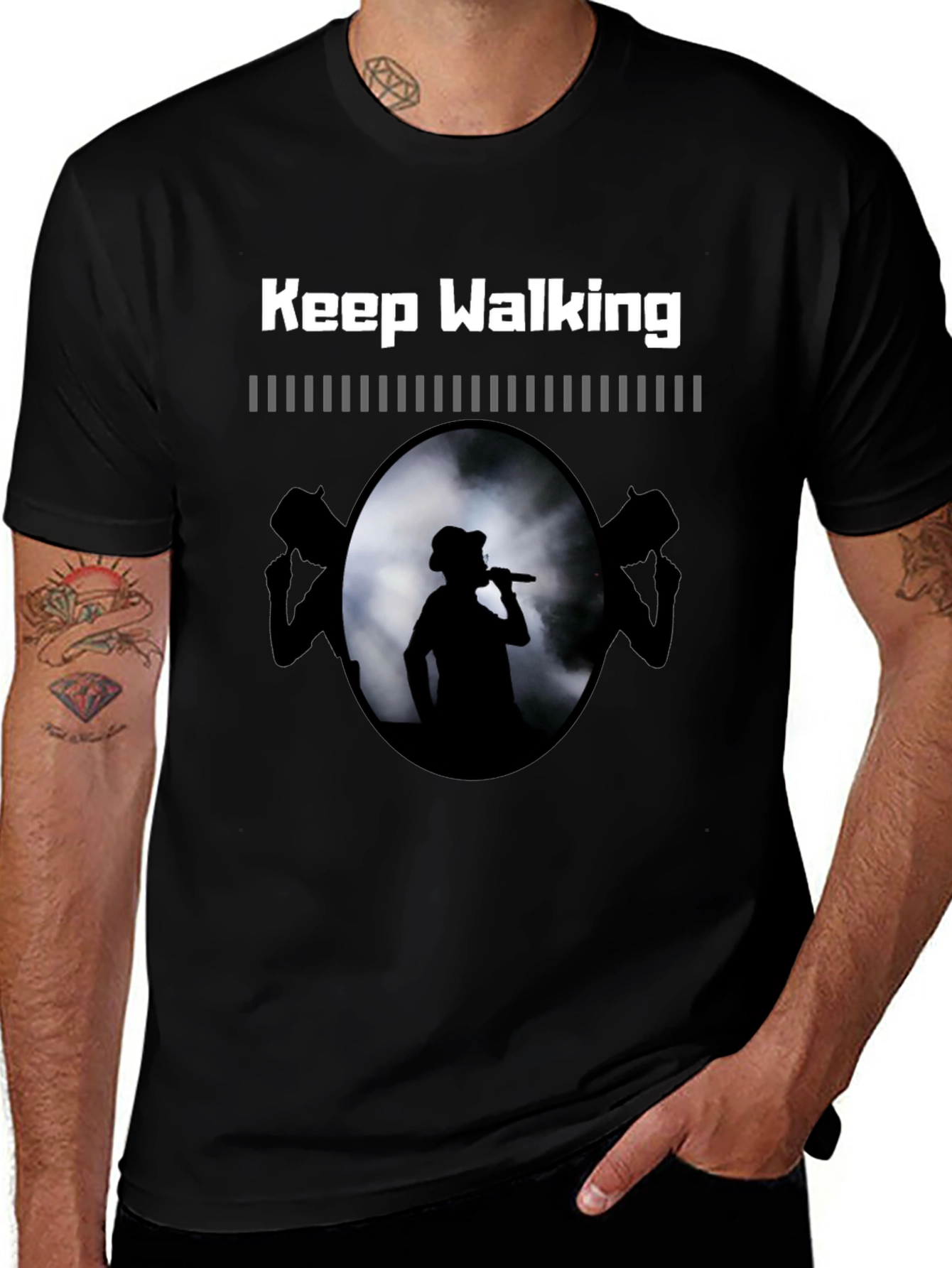 Variant 21 of Keep Walking Graphic Print Black T-Shirt