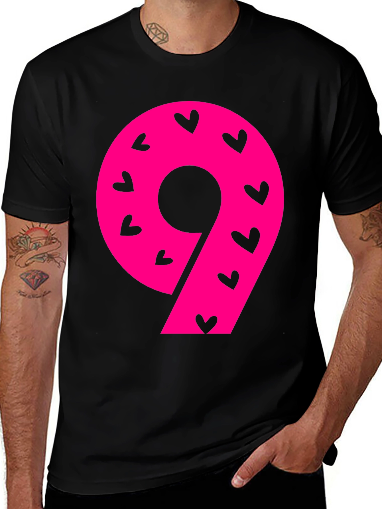 Variant 20 of Number 9 Heart Print T-Shirt