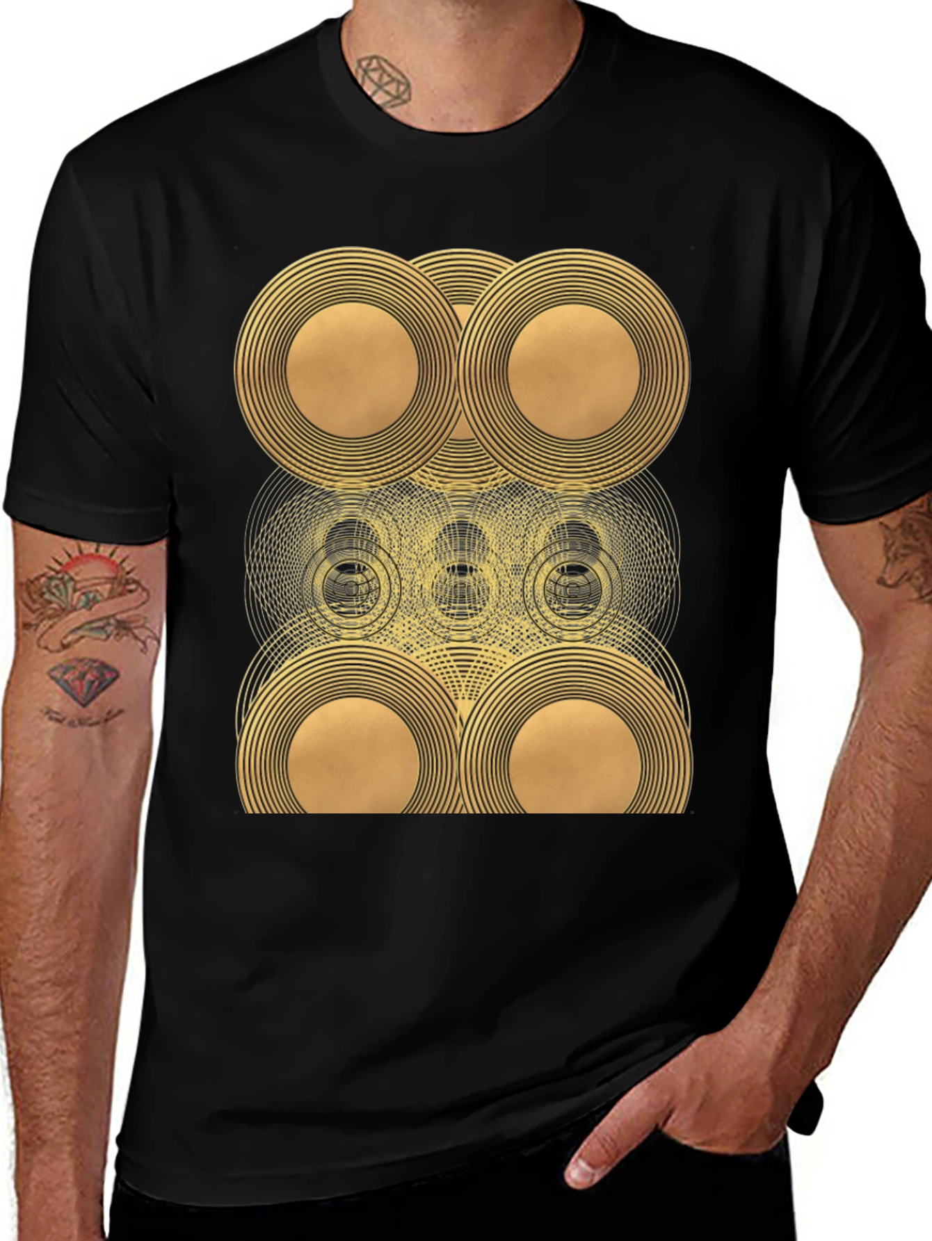 Variant 2 of Abstract Geometric Gold Circle Graphic Tee