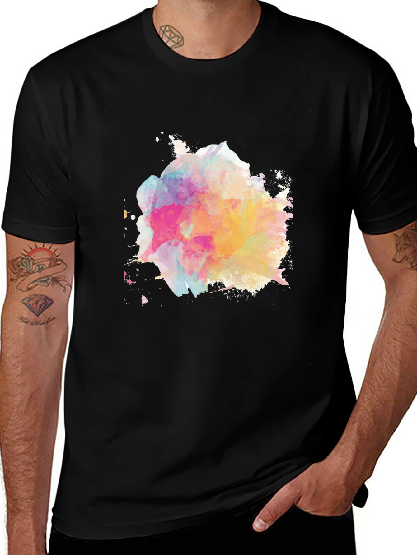 Variant 2 of Watercolor Splash Graphic Black T-Shirt