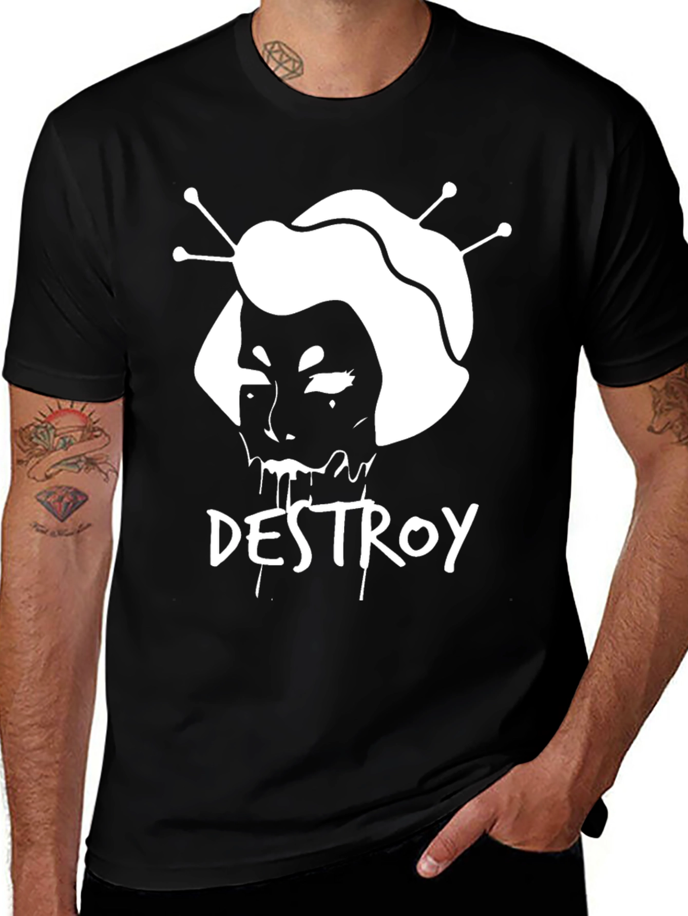 Variant 13 of Destroy Graphic Tee - Edgy Black T-Shirt