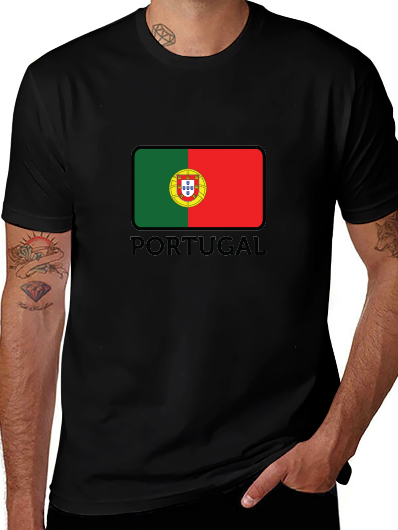 Portugal Flag T-Shirt - Men's Black Graphic Tee