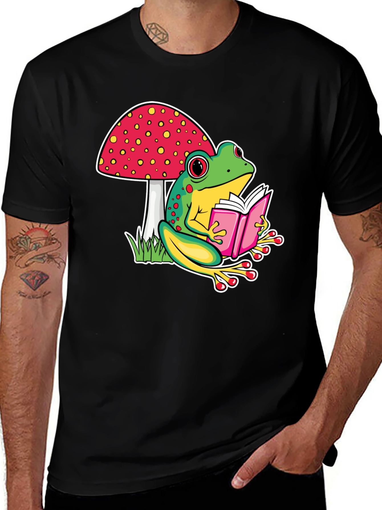 Variant 6 of Frog Reading Book T-Shirt - Mushroom Graphic Tee