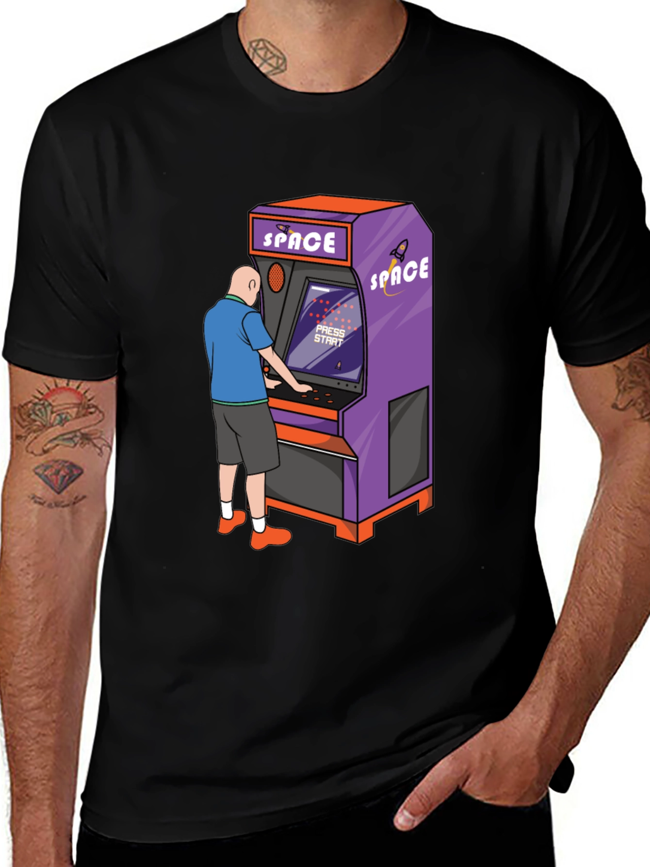Variant 27 of Retro Arcade Gamer T-Shirt - Space Game Design