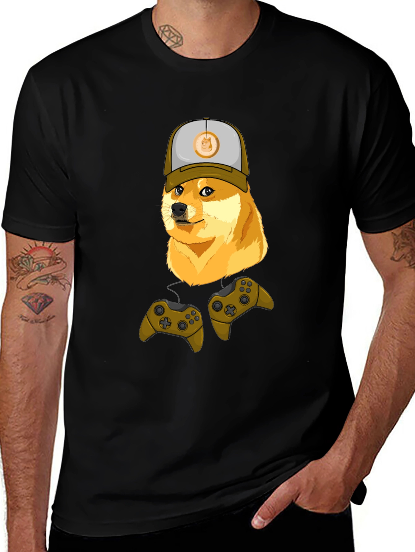 Doge Gamer T-Shirt - Cool Doge with Controller Design