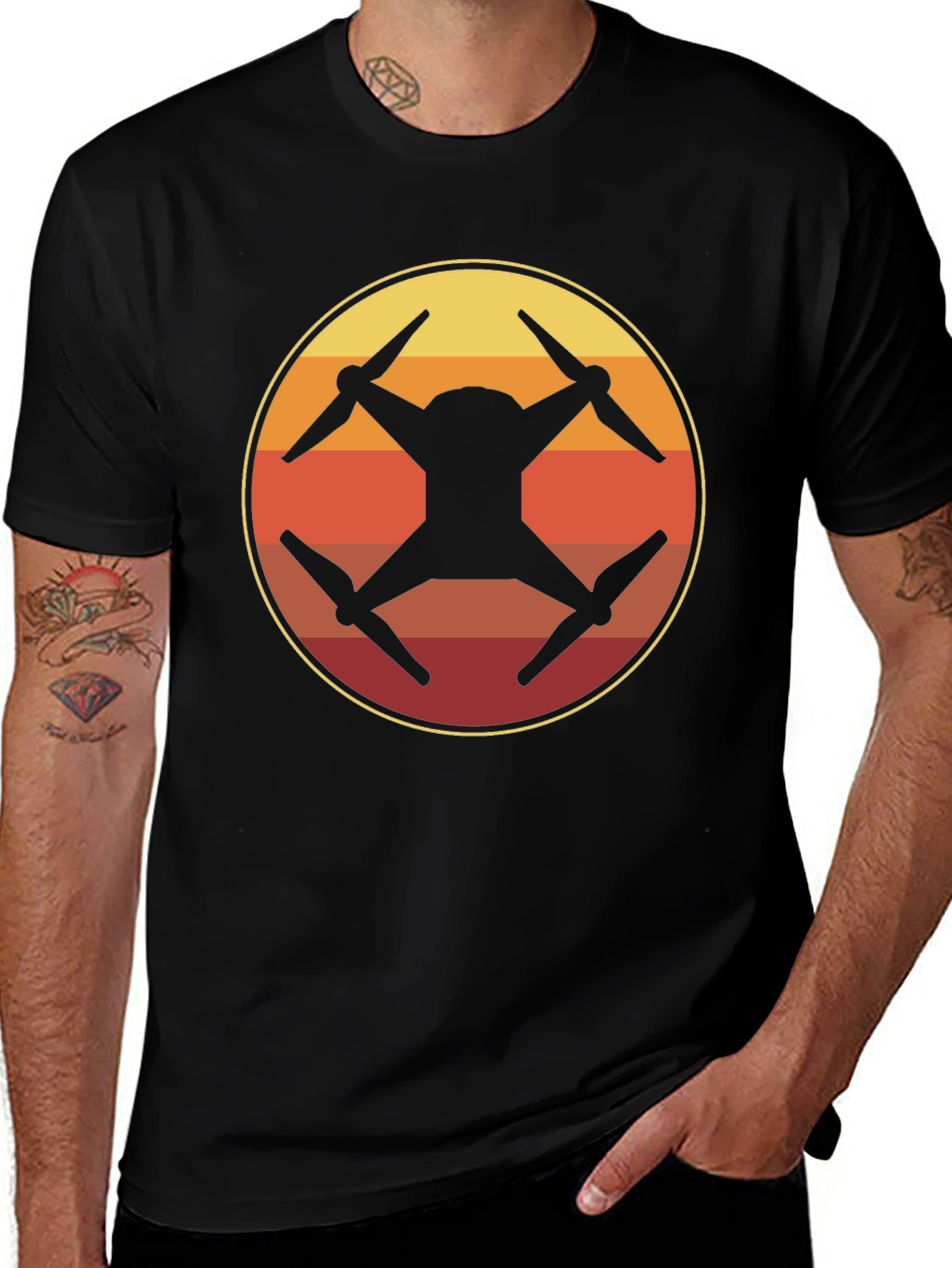 Variant 18 of Drone Silhouette Sunset Graphic T-Shirt